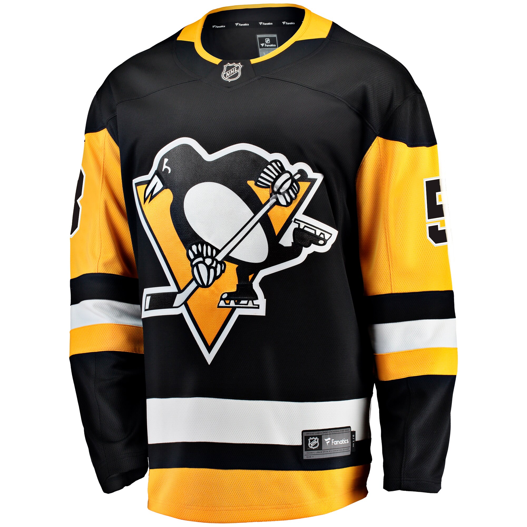Alternative view of Men's Pittsburgh Penguins Kris Letang Black Home Breakaway Hockey Jersey - JS570 