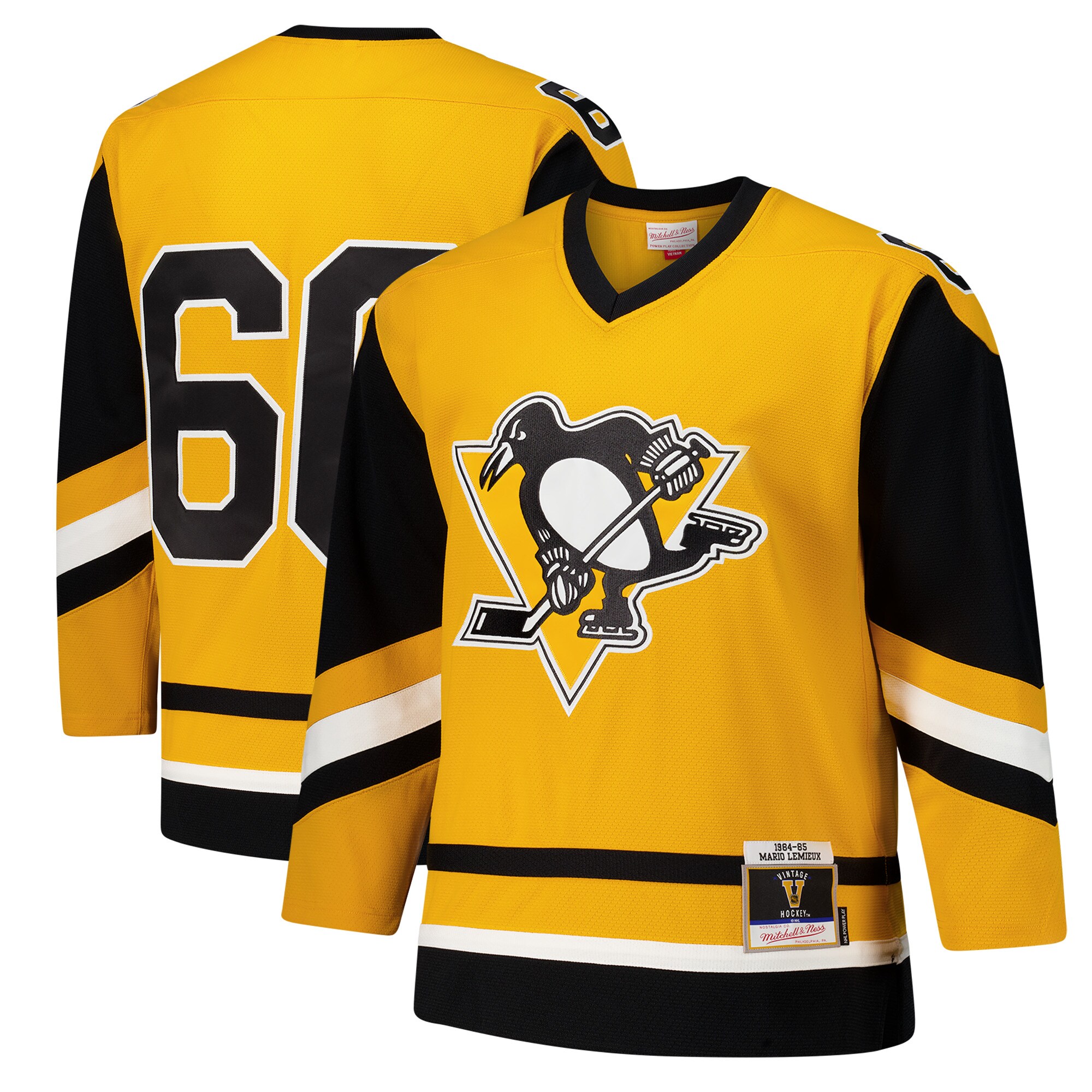 Men's Pittsburgh Penguins Mario Lemieux Gold 1984-85 Power Play Hockey Jersey - JS302 