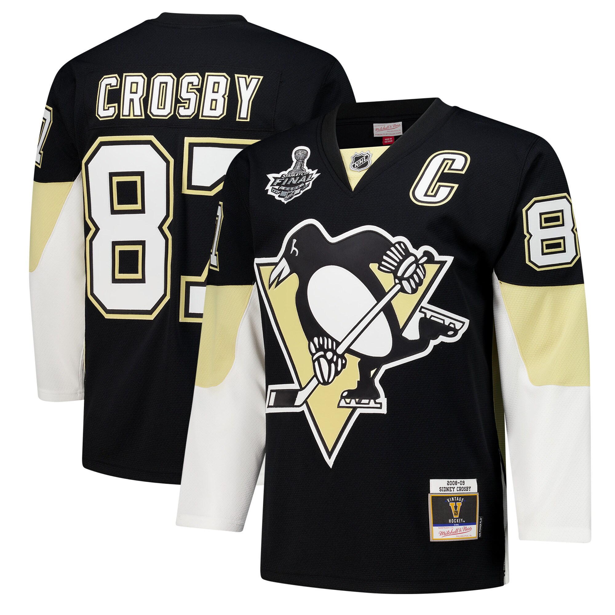 Men's Pittsburgh Penguins Sidney Crosby Black 2008-09 Power Play Hockey Jersey - JS923 