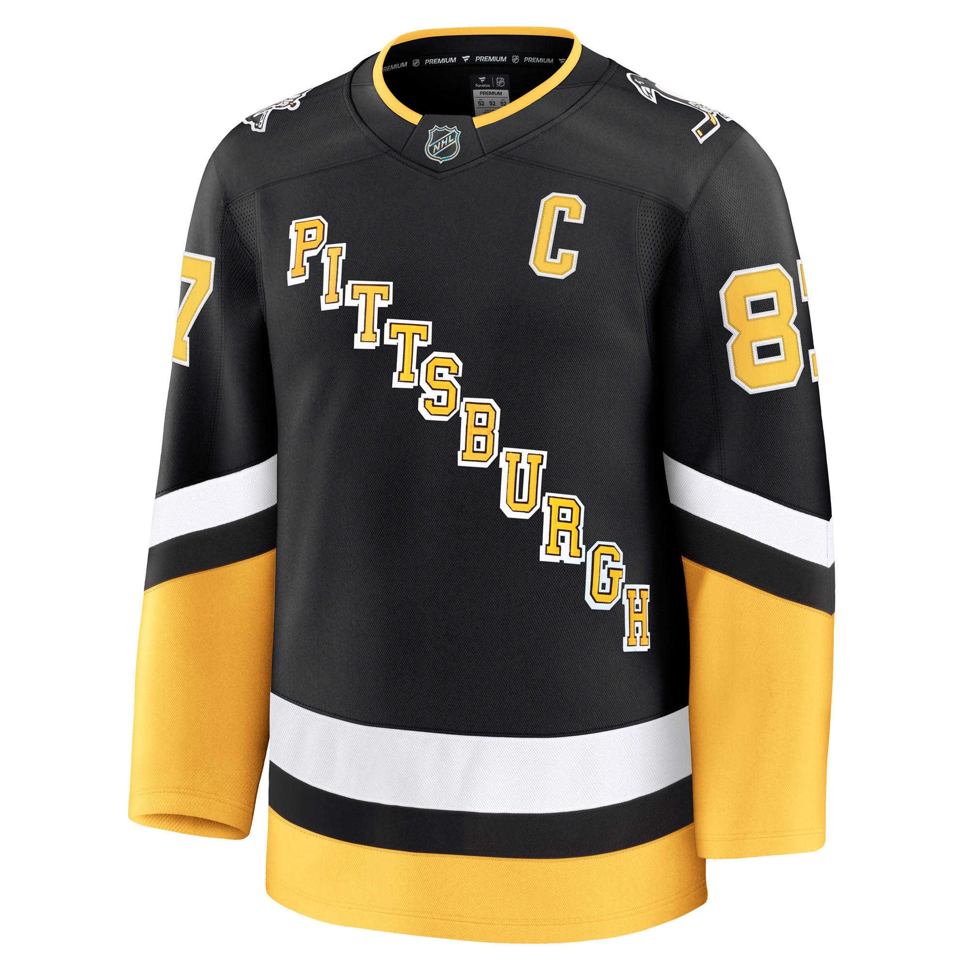 Alternative view of Men's Pittsburgh Penguins Sidney Crosby Black Alternate Premium Hockey Jersey - JS207 