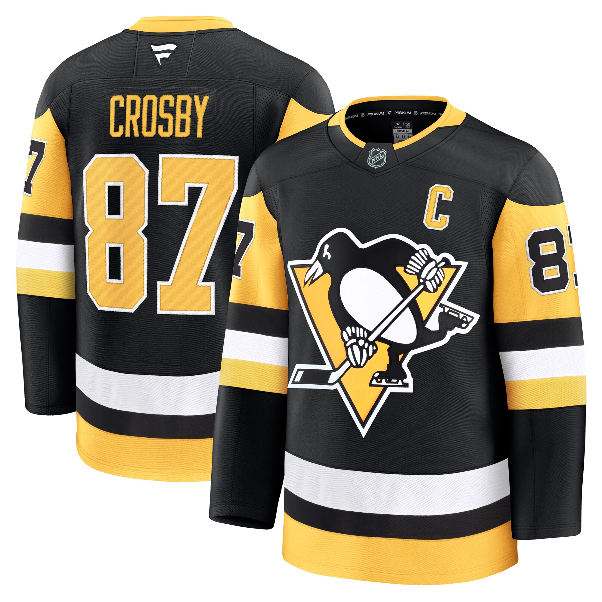 Men's Pittsburgh Penguins Sidney Crosby Black Home Premium Hockey Jersey - JS616 