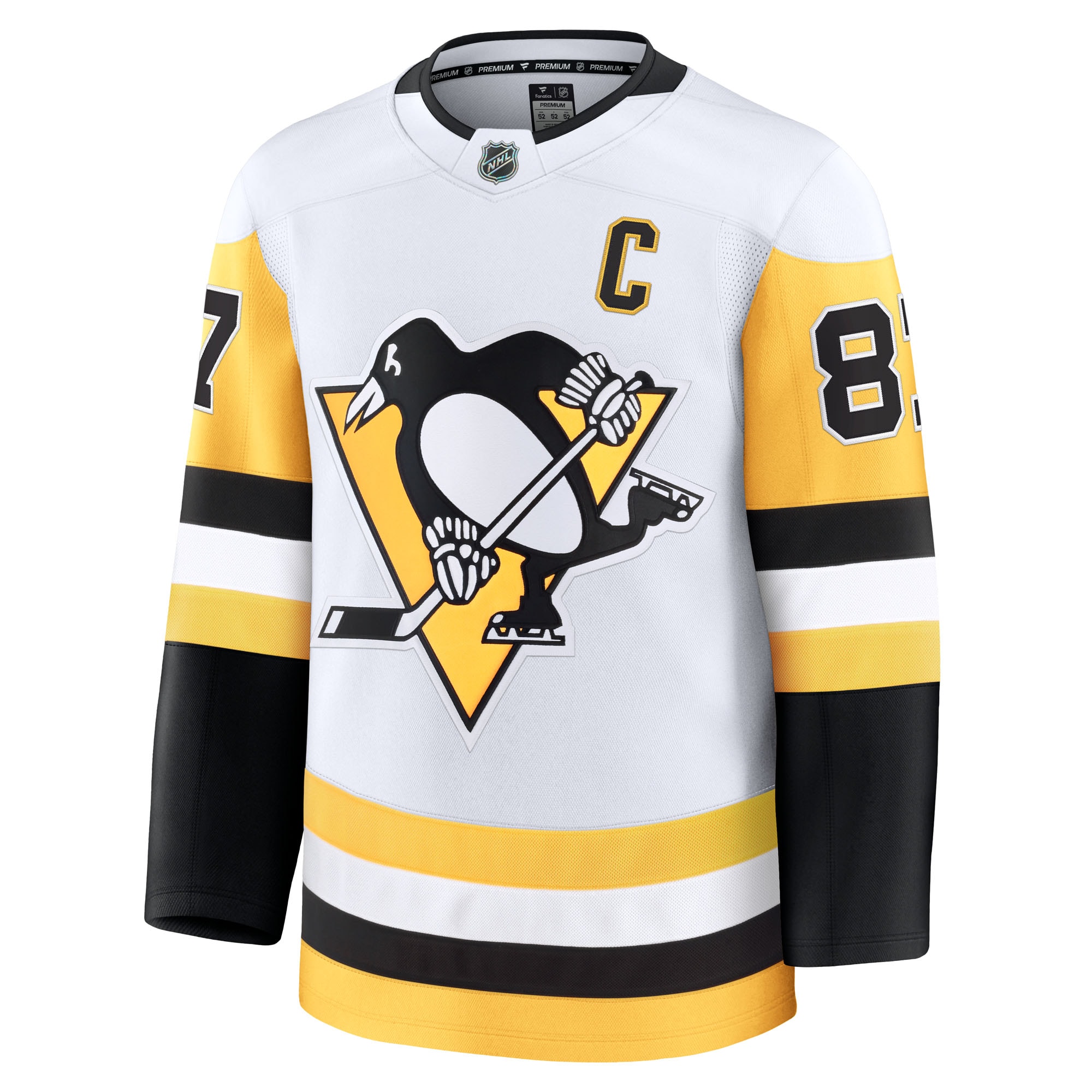 Alternative view of Men's Pittsburgh Penguins Sidney Crosby White Away Premium Hockey Jersey - JS568 