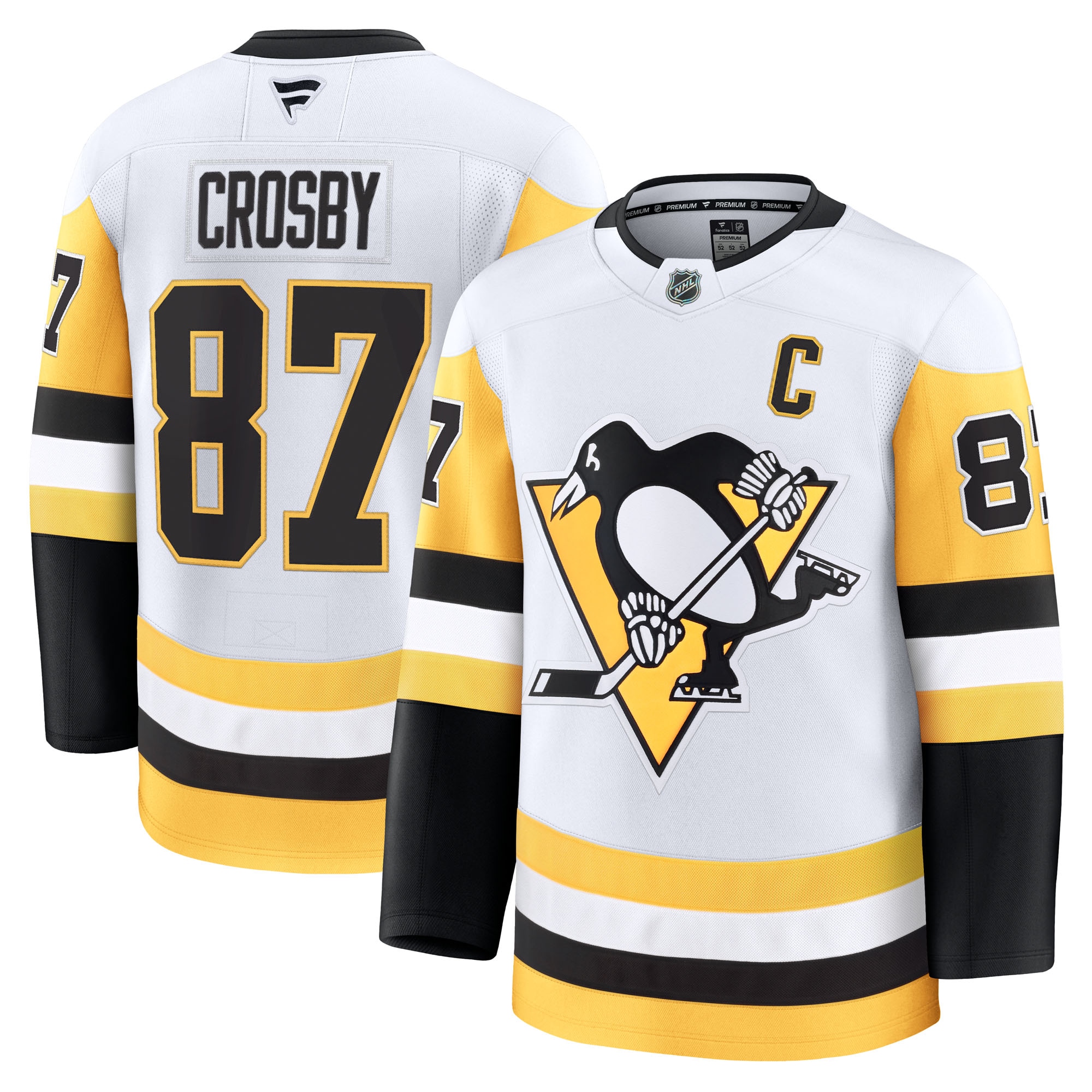 Men's Pittsburgh Penguins Sidney Crosby White Away Premium Hockey Jersey - JS727 