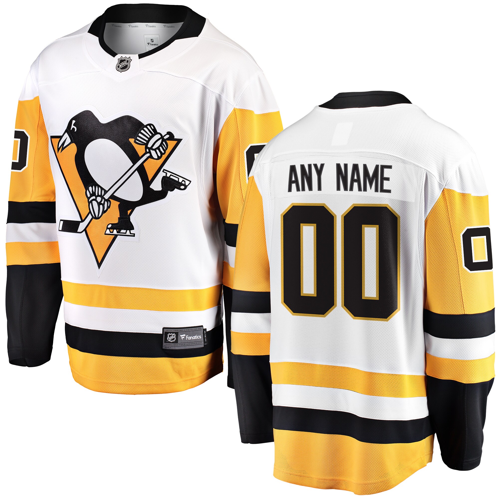 Men's Pittsburgh Penguins White Away Breakaway Custom Hockey Jersey - JS431 