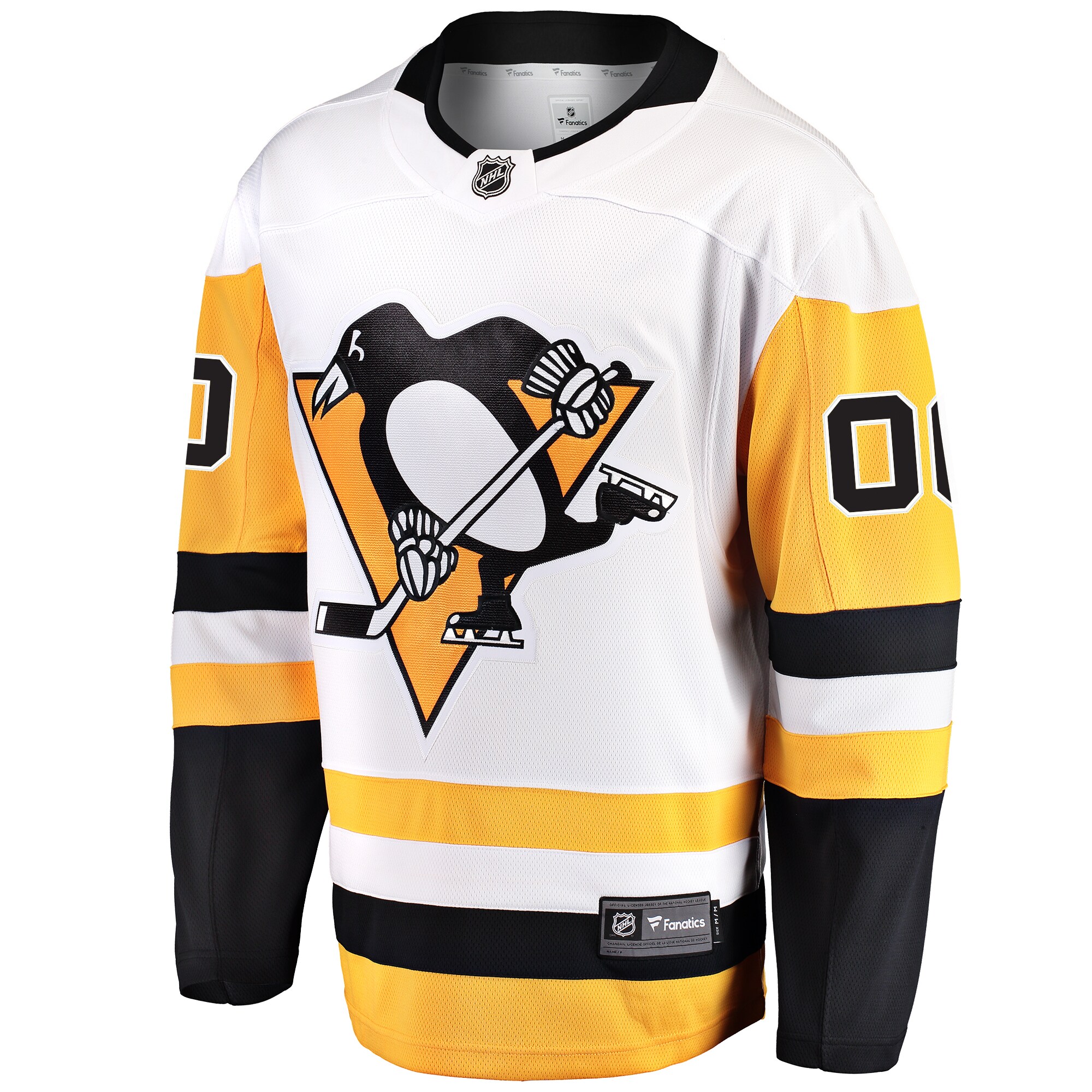 Alternative view of Men's Pittsburgh Penguins White Away Breakaway Custom Hockey Jersey - JS431 