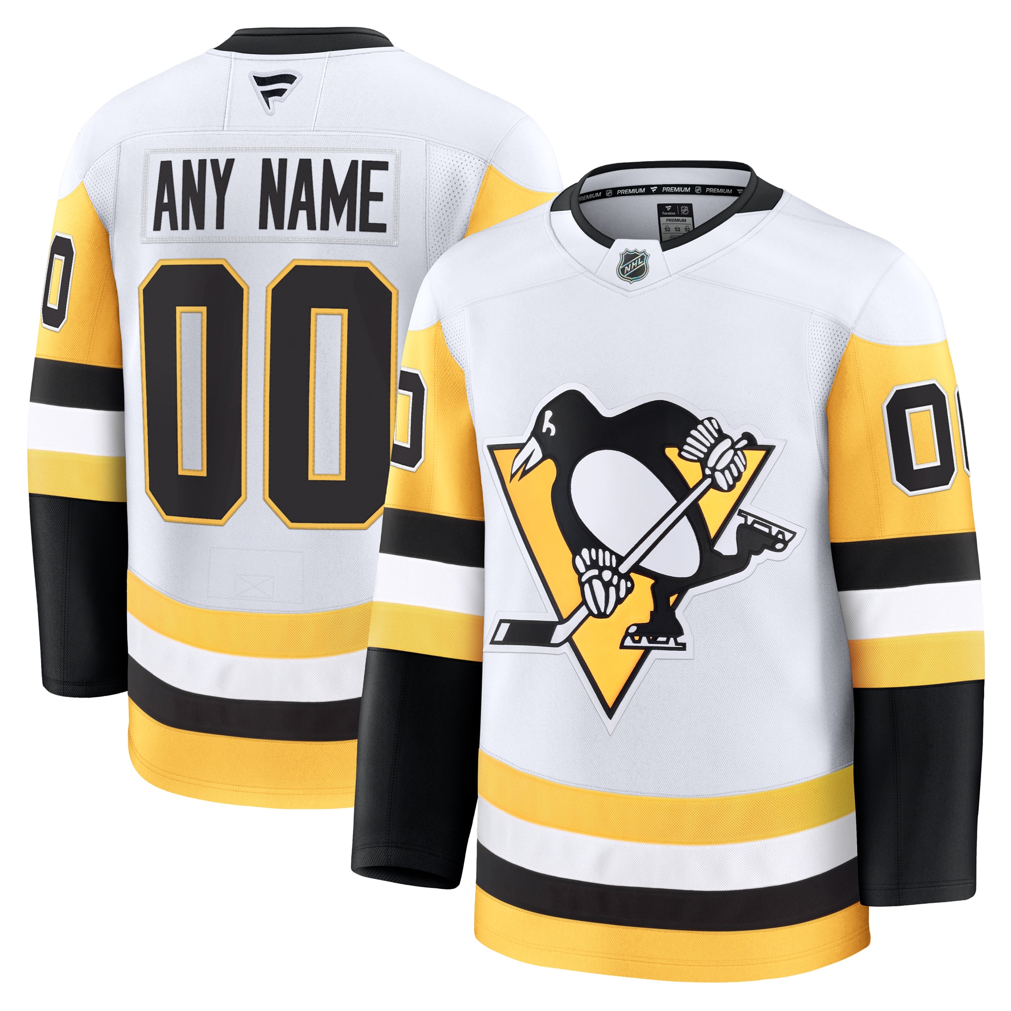 Men's Pittsburgh Penguins White Away Premium Custom Hockey Jersey - JS733 