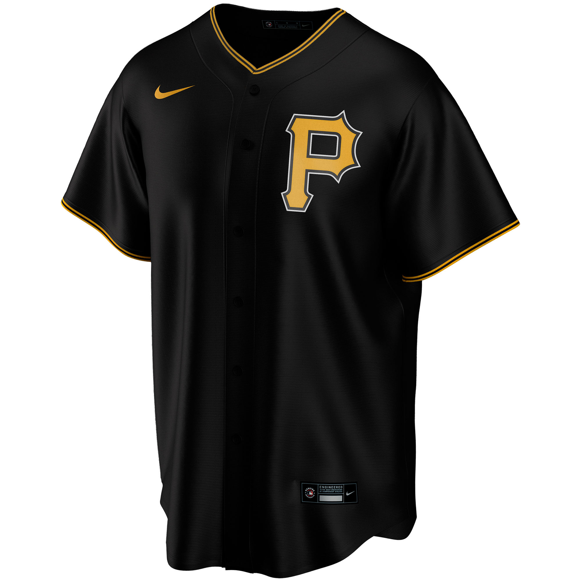 Alternative view of Men's Pittsburgh Pirates Black Alternate Custom Jersey 