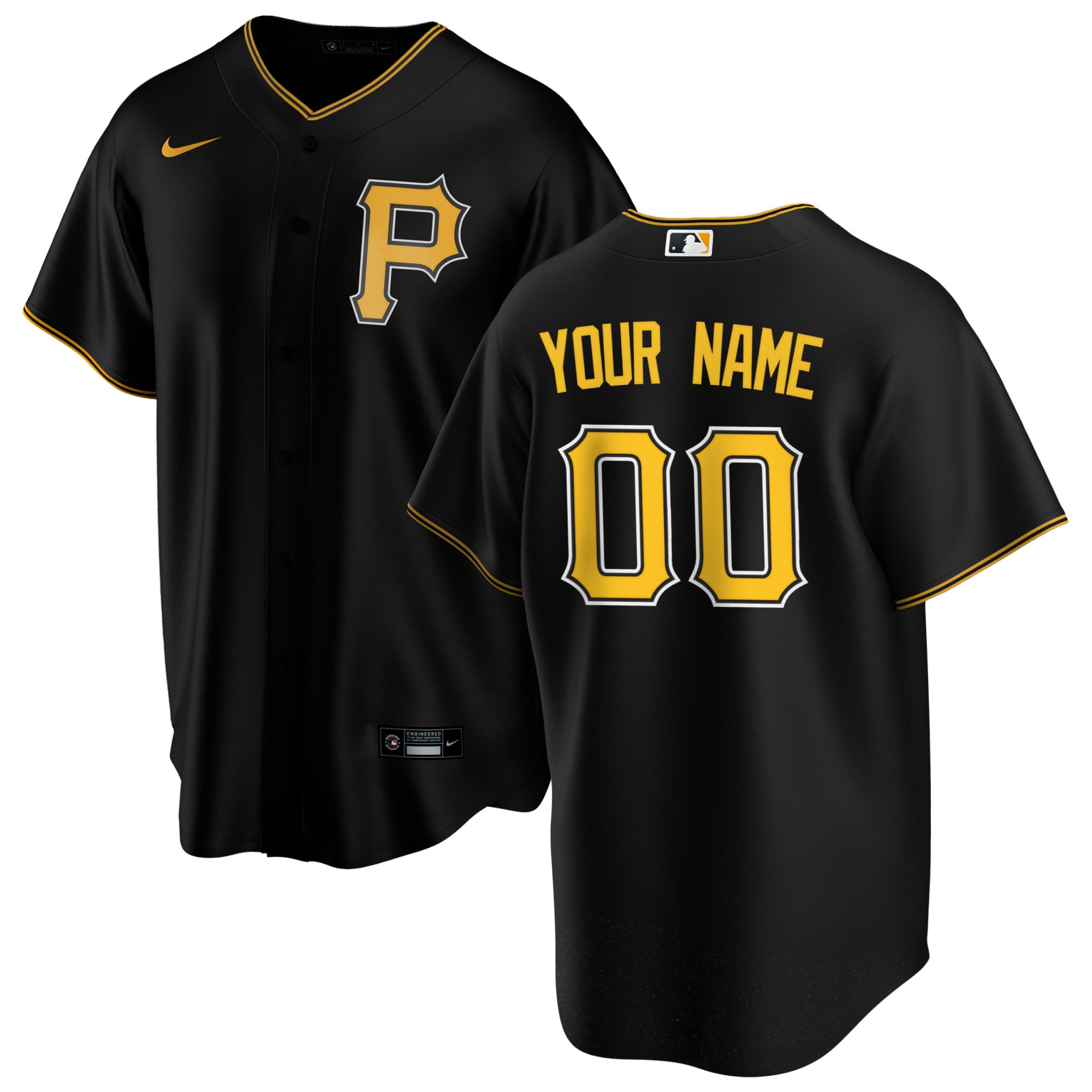 Men's Pittsburgh Pirates Black Alternate Custom Jersey 