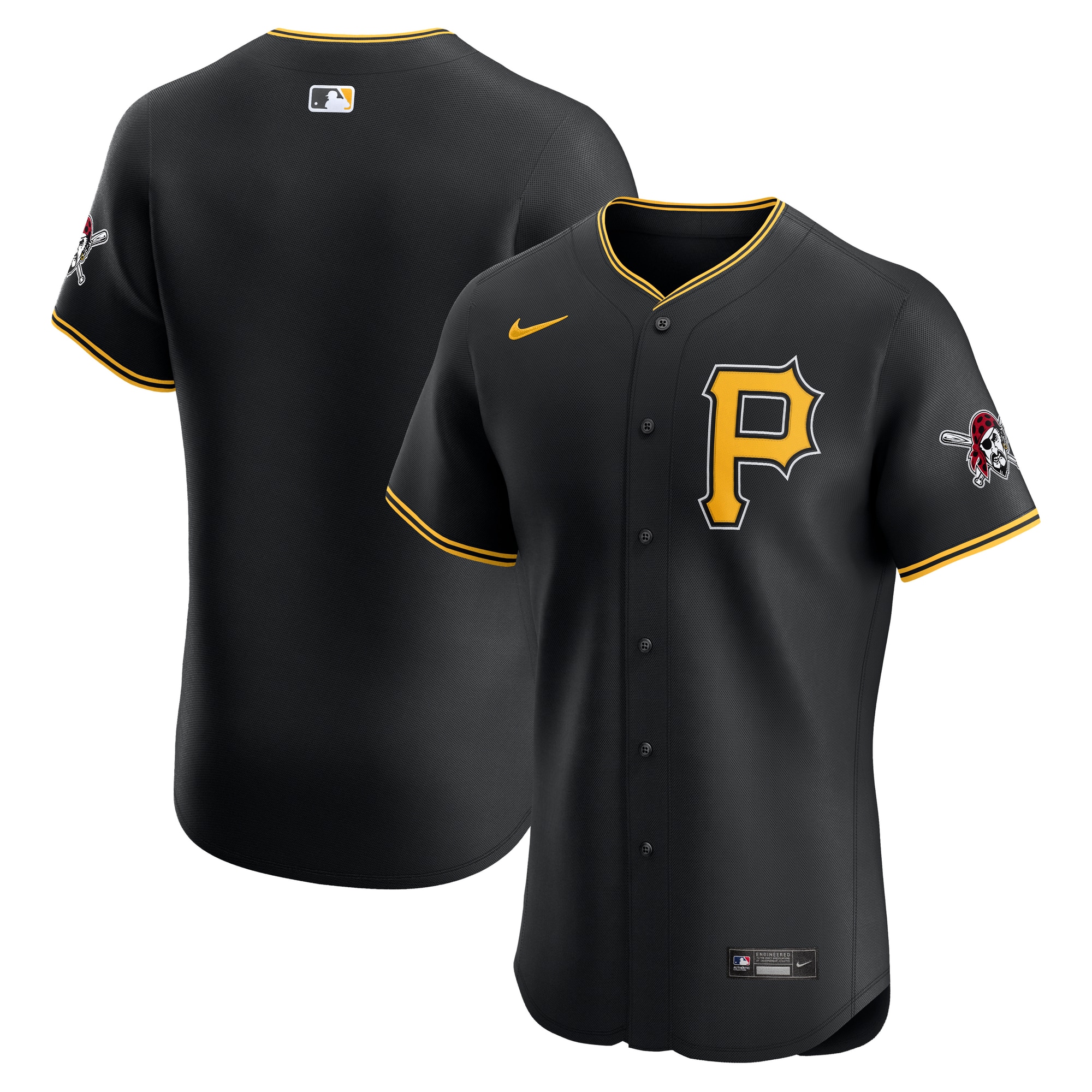 Men's Pittsburgh Pirates Black Alternate Vapor Premier Elite Patch Jersey 