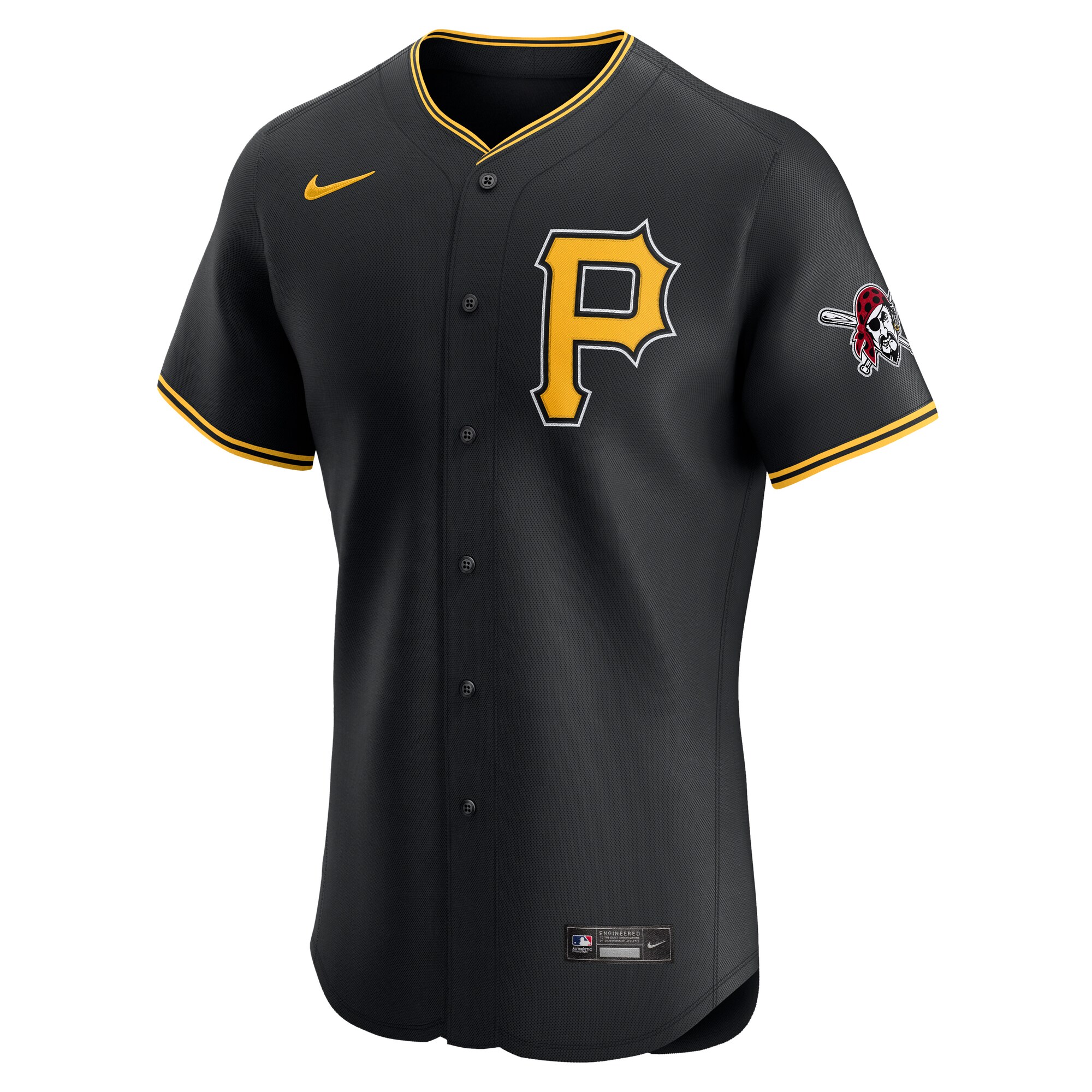 Alternative view of Men's Pittsburgh Pirates Black Alternate Vapor Premier Elite Patch Jersey 