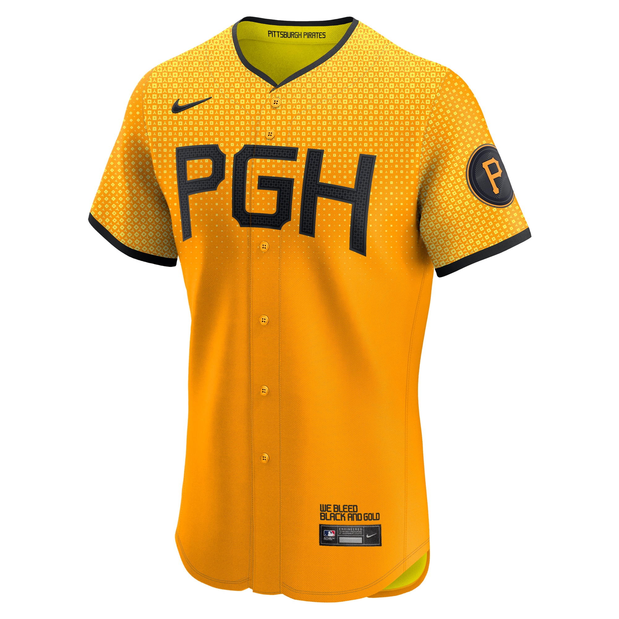 Alternative view of Men's Pittsburgh Pirates Gold City Connect Elite Baseball Jersey 