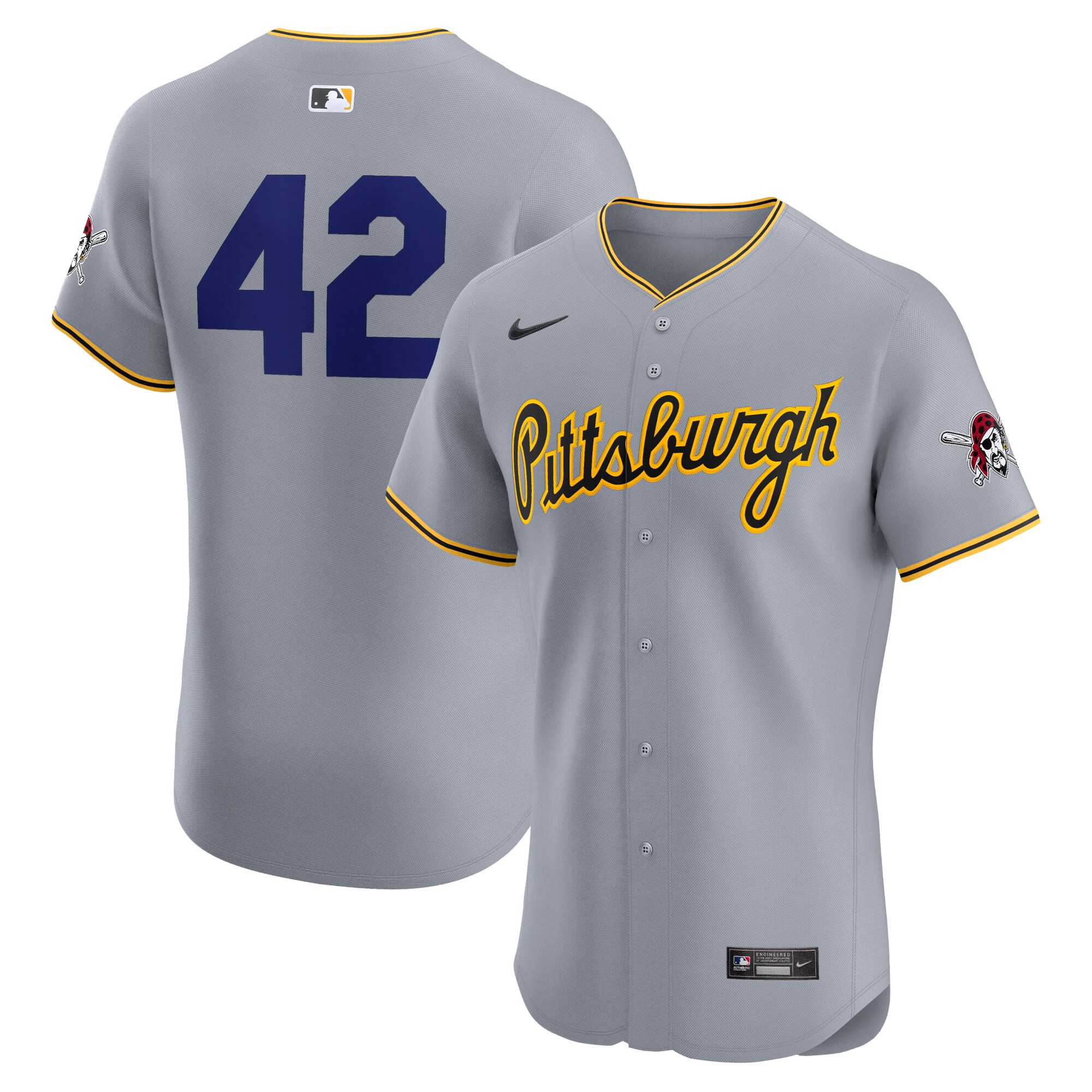 Men's Pittsburgh Pirates Gray Road 2024 Jackie Robinson Day Elite Baseball Jersey 
