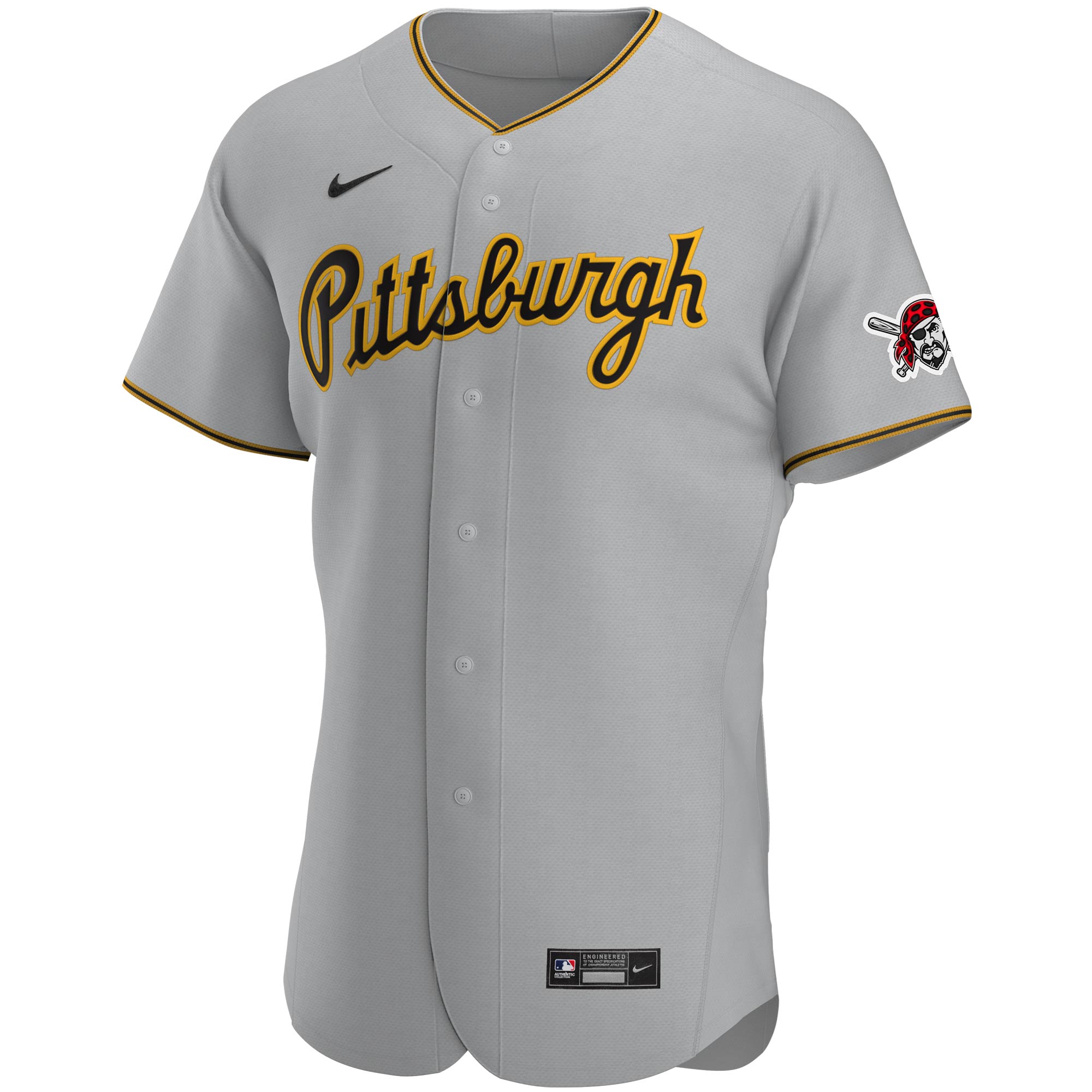 Alternative view of Men's Pittsburgh Pirates Gray Road Team Baseball Jersey 