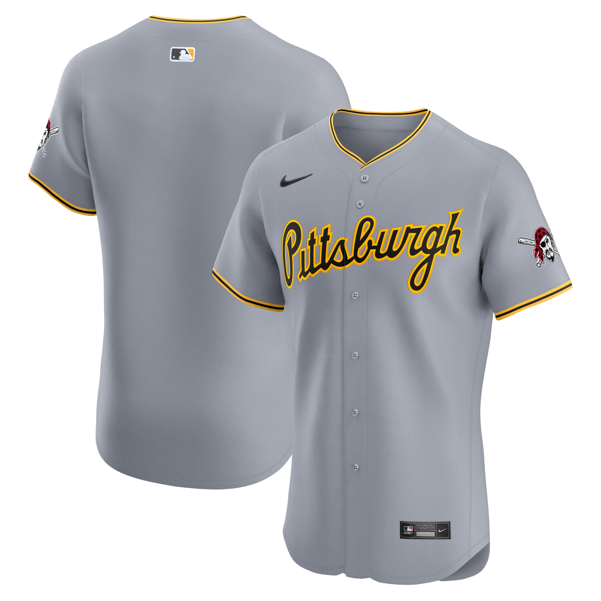 Men's Pittsburgh Pirates Gray Road Vapor Premier Elite Patch Baseball Jersey 
