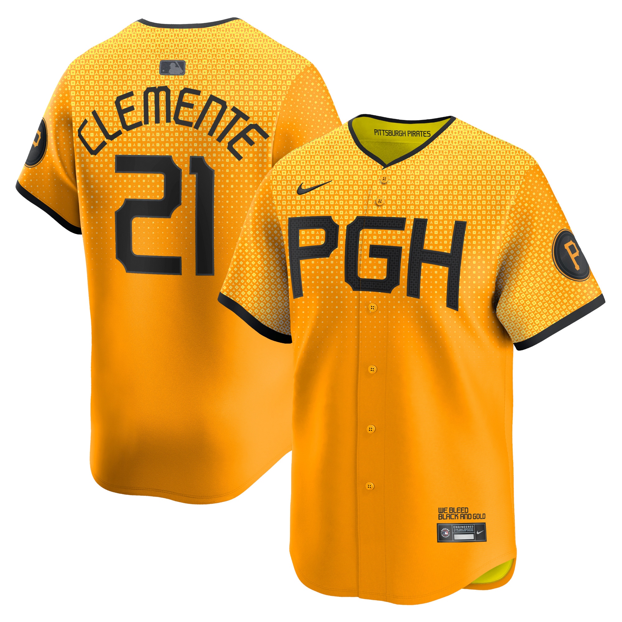 Men's Pittsburgh Pirates Roberto Clemente Gold City Connect Limited Player Jersey 