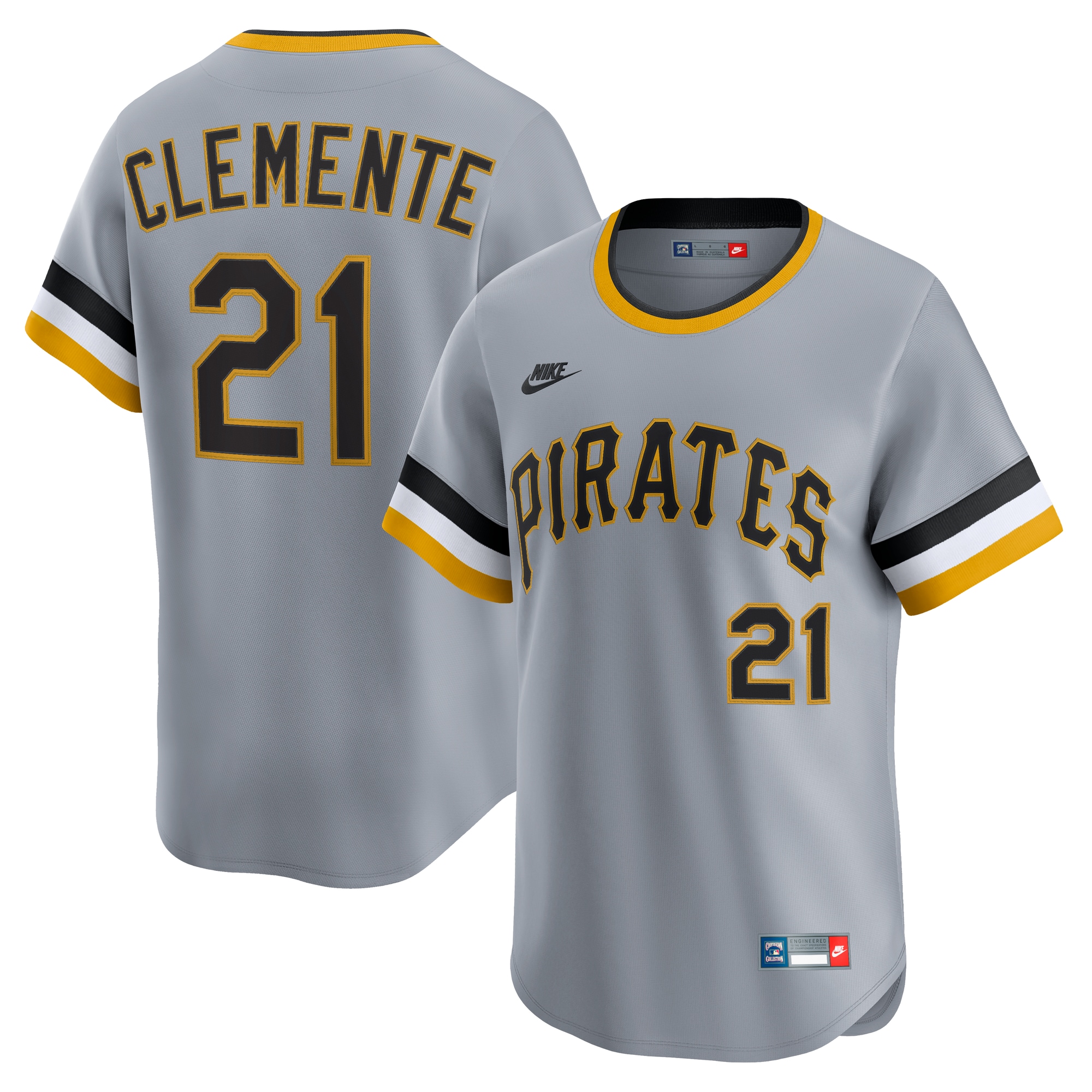 Men's Pittsburgh Pirates Roberto Clemente Gray Throwback Cooperstown Collection Limited Jersey 