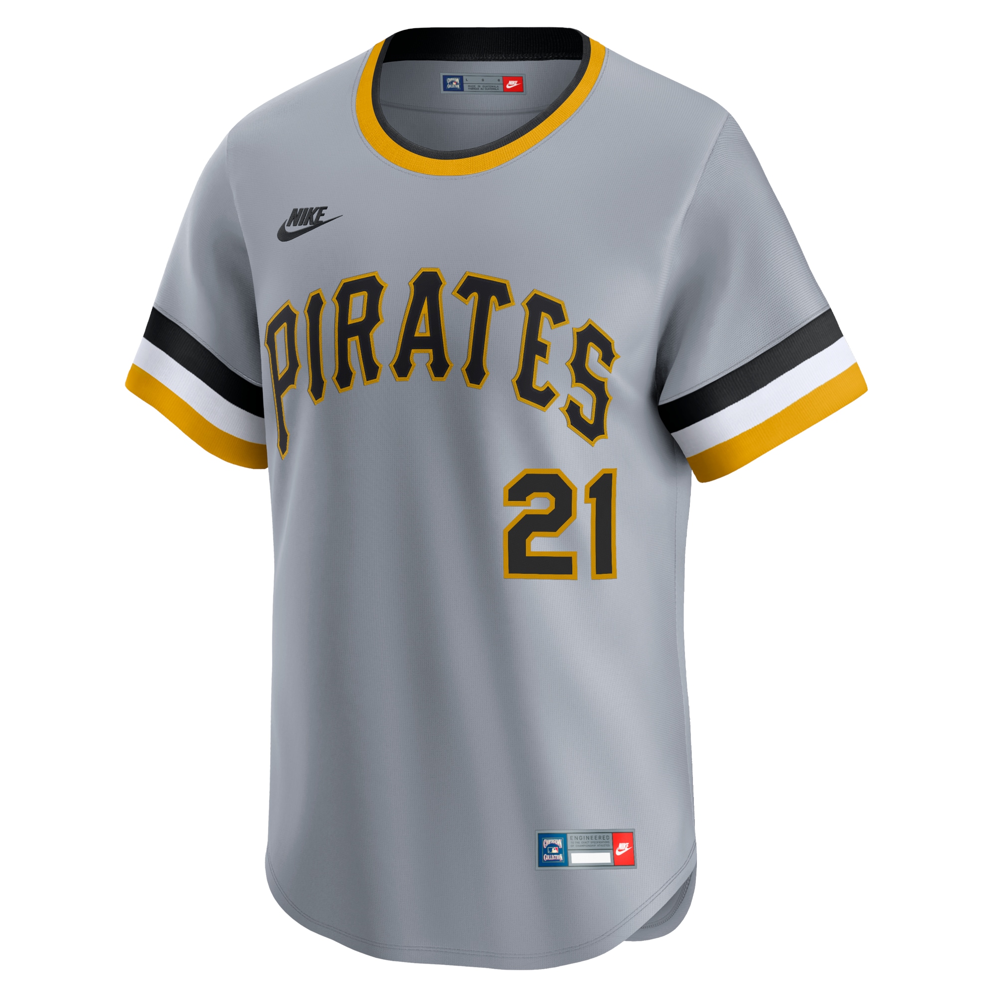 Alternative view of Men's Pittsburgh Pirates Roberto Clemente Gray Throwback Cooperstown Collection Limited Jersey 