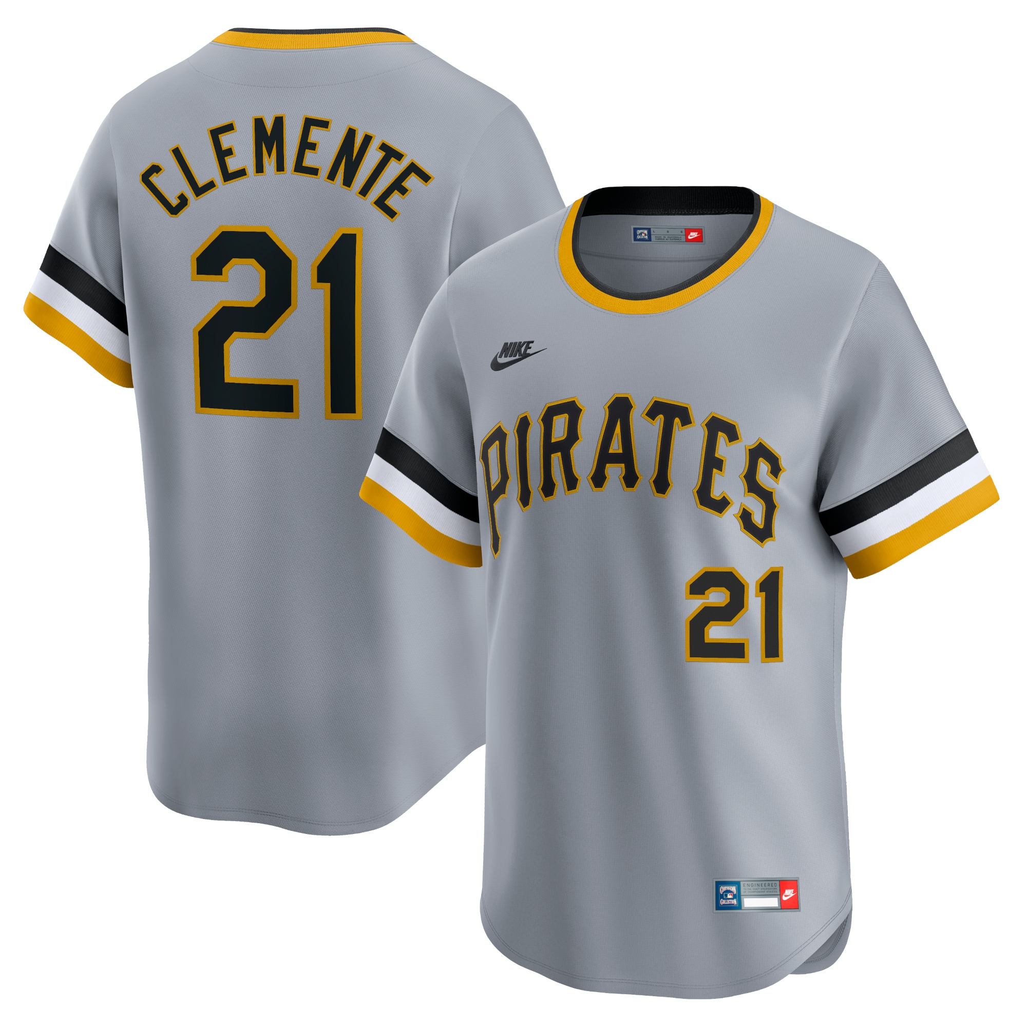Men's Pittsburgh Pirates Roberto Clemente Gray Throwback Cooperstown Collection Limited Jersey 