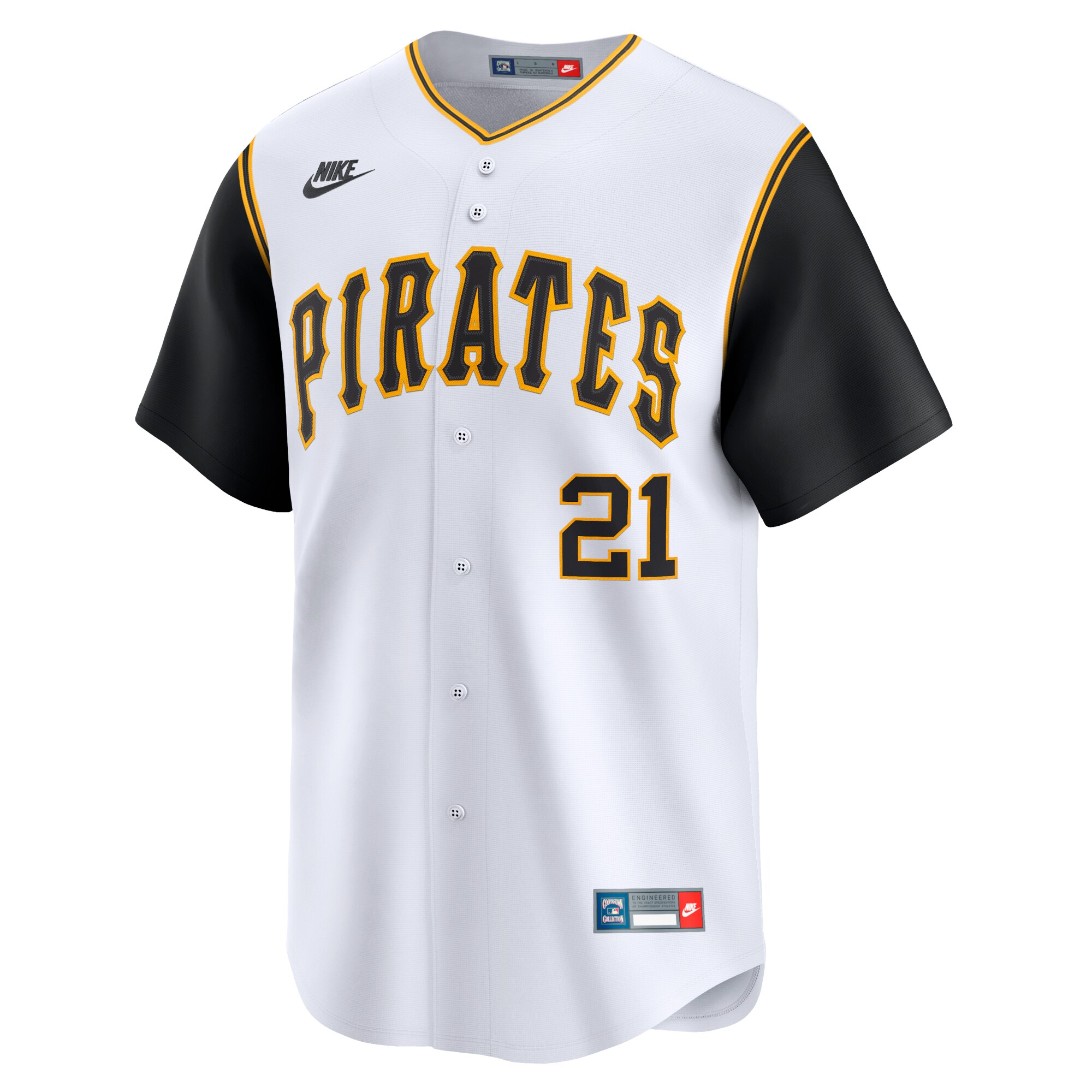 Alternative view of Men's Pittsburgh Pirates Roberto Clemente White Throwback Cooperstown Limited Jersey 