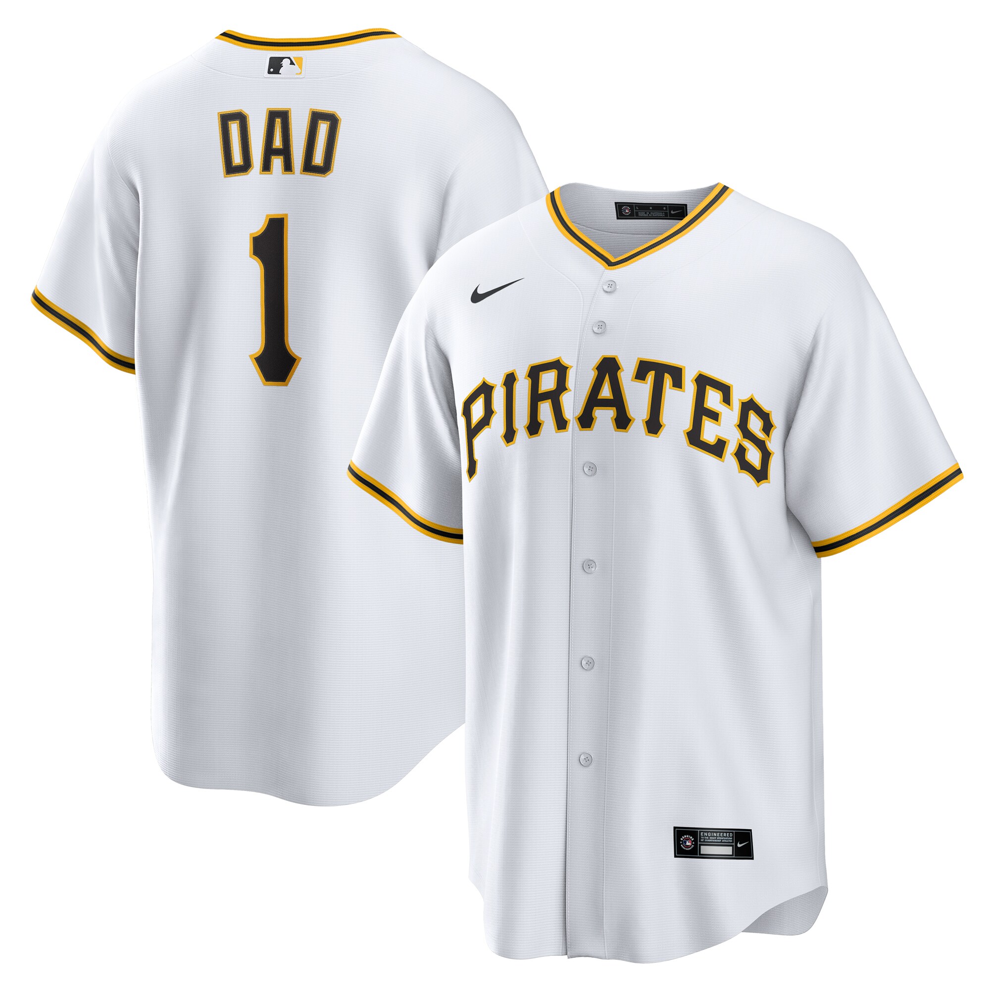 Men's Pittsburgh Pirates White #1 Dad Home Jersey 