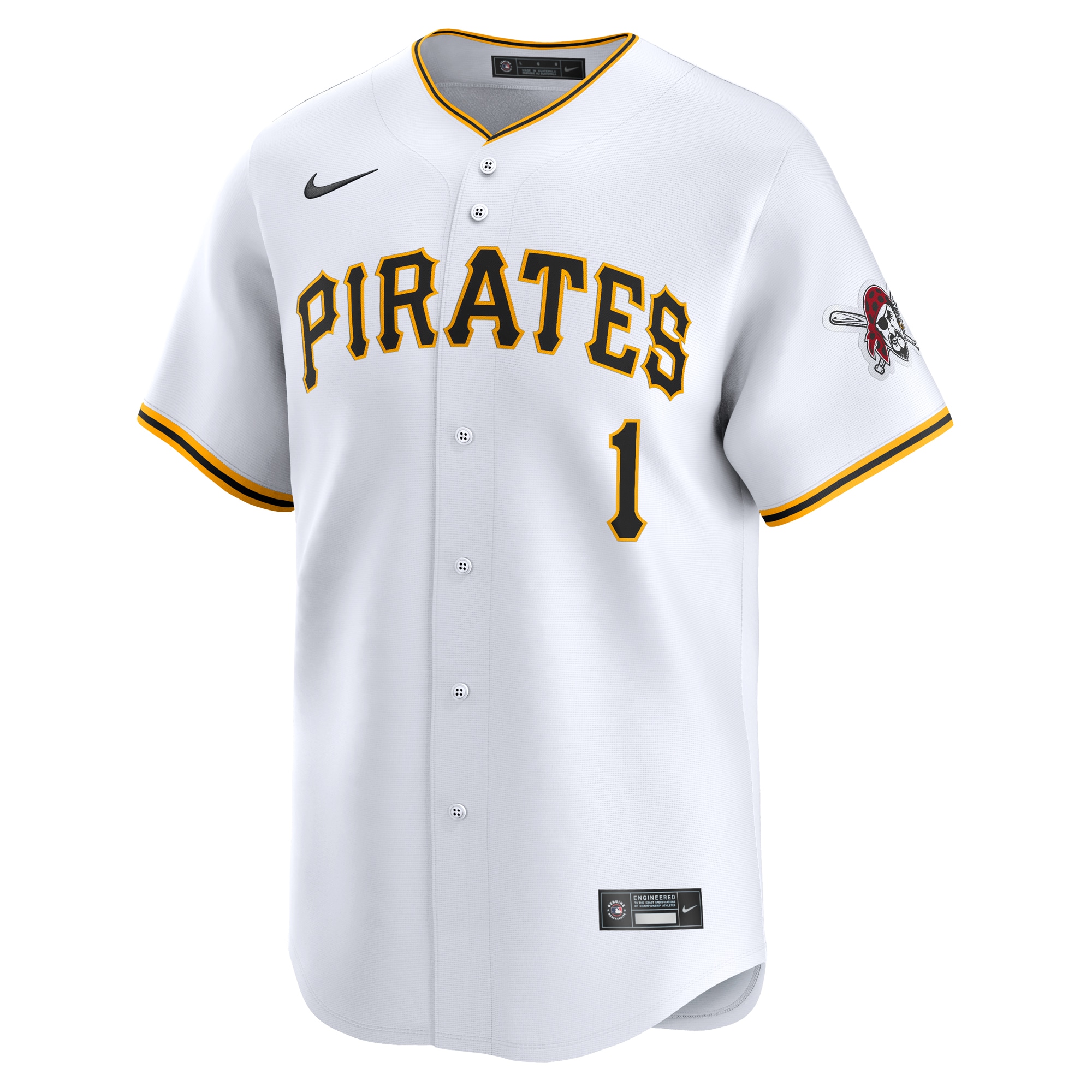 Alternative view of Men's Pittsburgh Pirates White #1 Dad Home Limited Jersey 