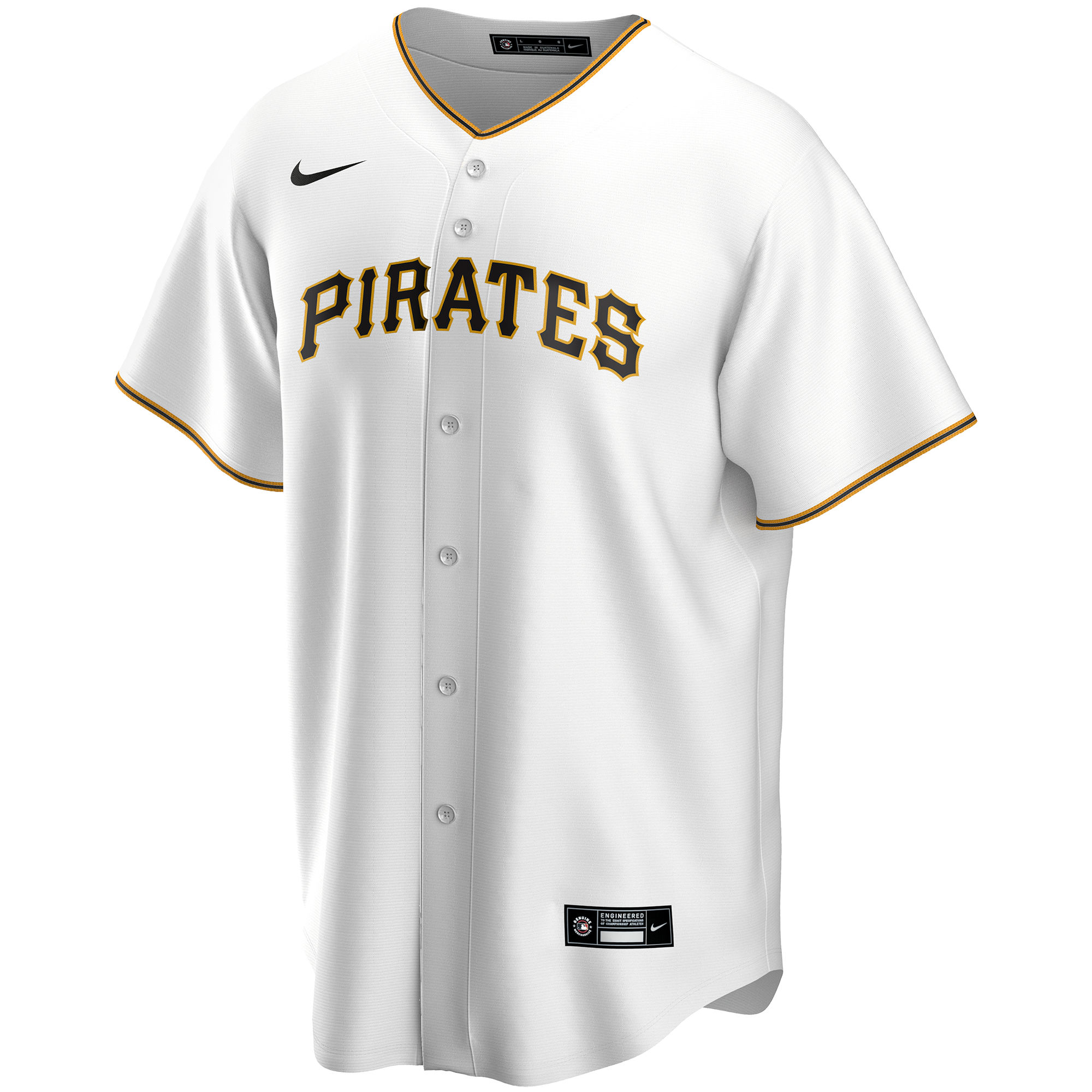 Alternative view of Men's Pittsburgh Pirates White Home Custom Jersey 