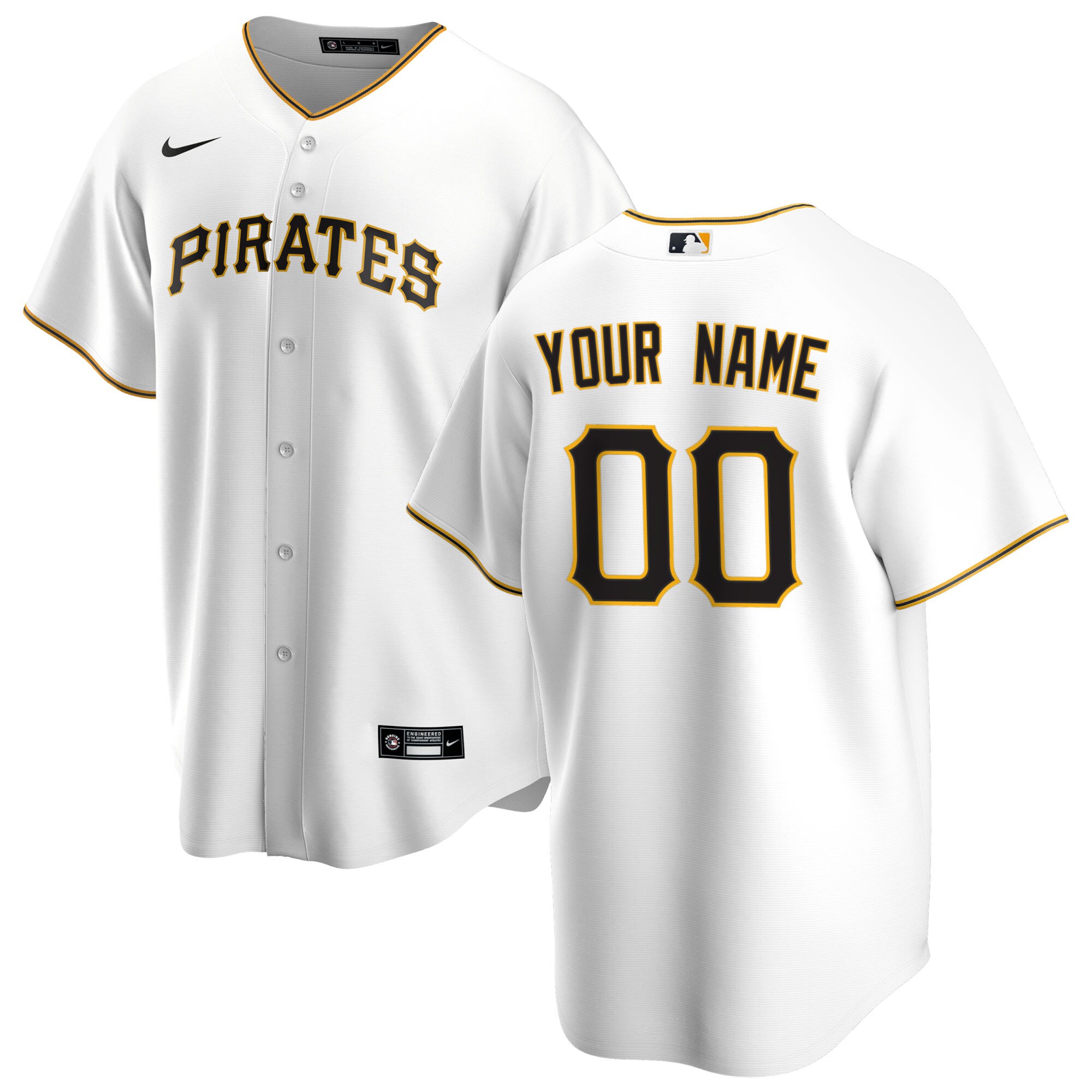 Men's Pittsburgh Pirates White Home Custom Jersey 