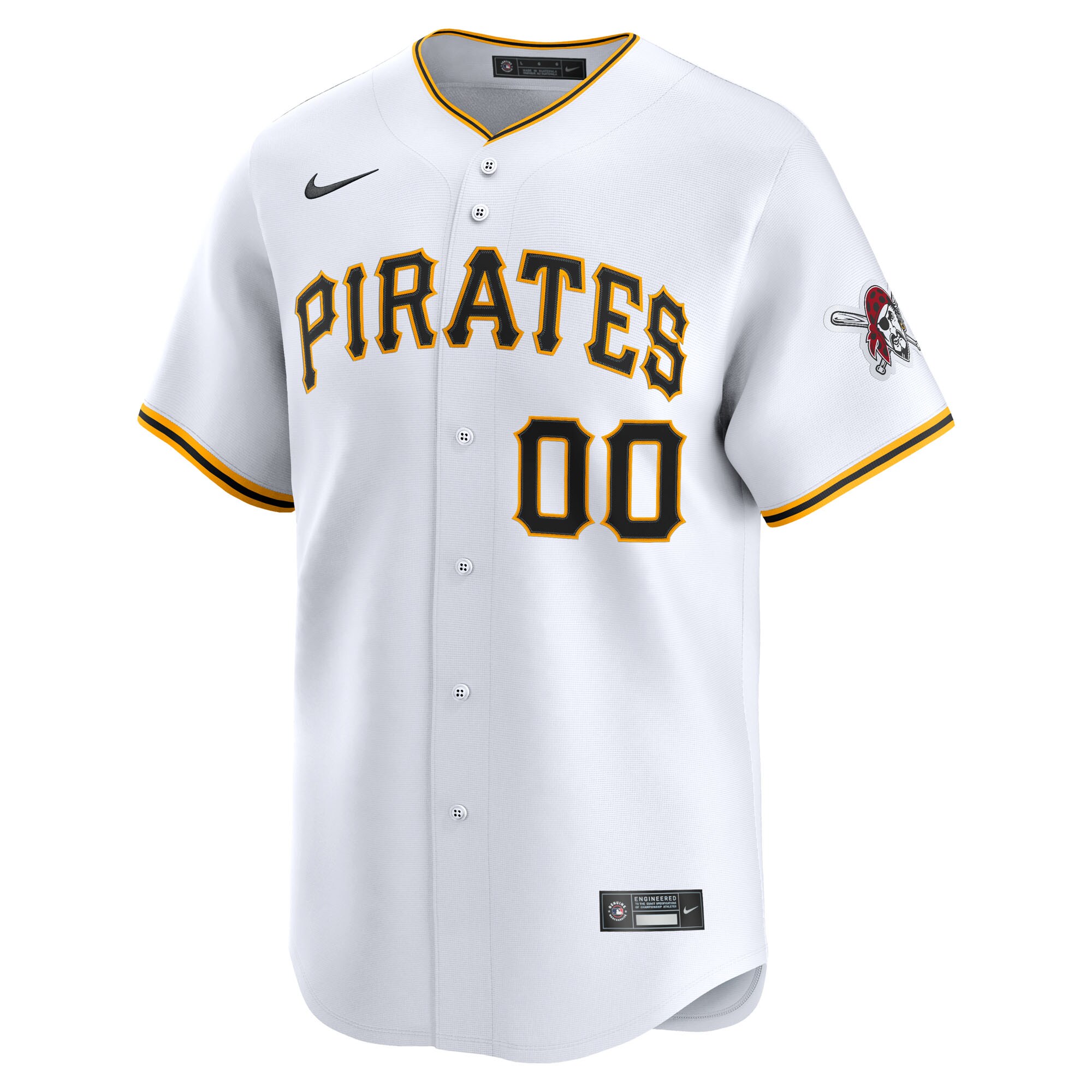 Alternative view of Men's Pittsburgh Pirates White Home Limited Custom Jersey 