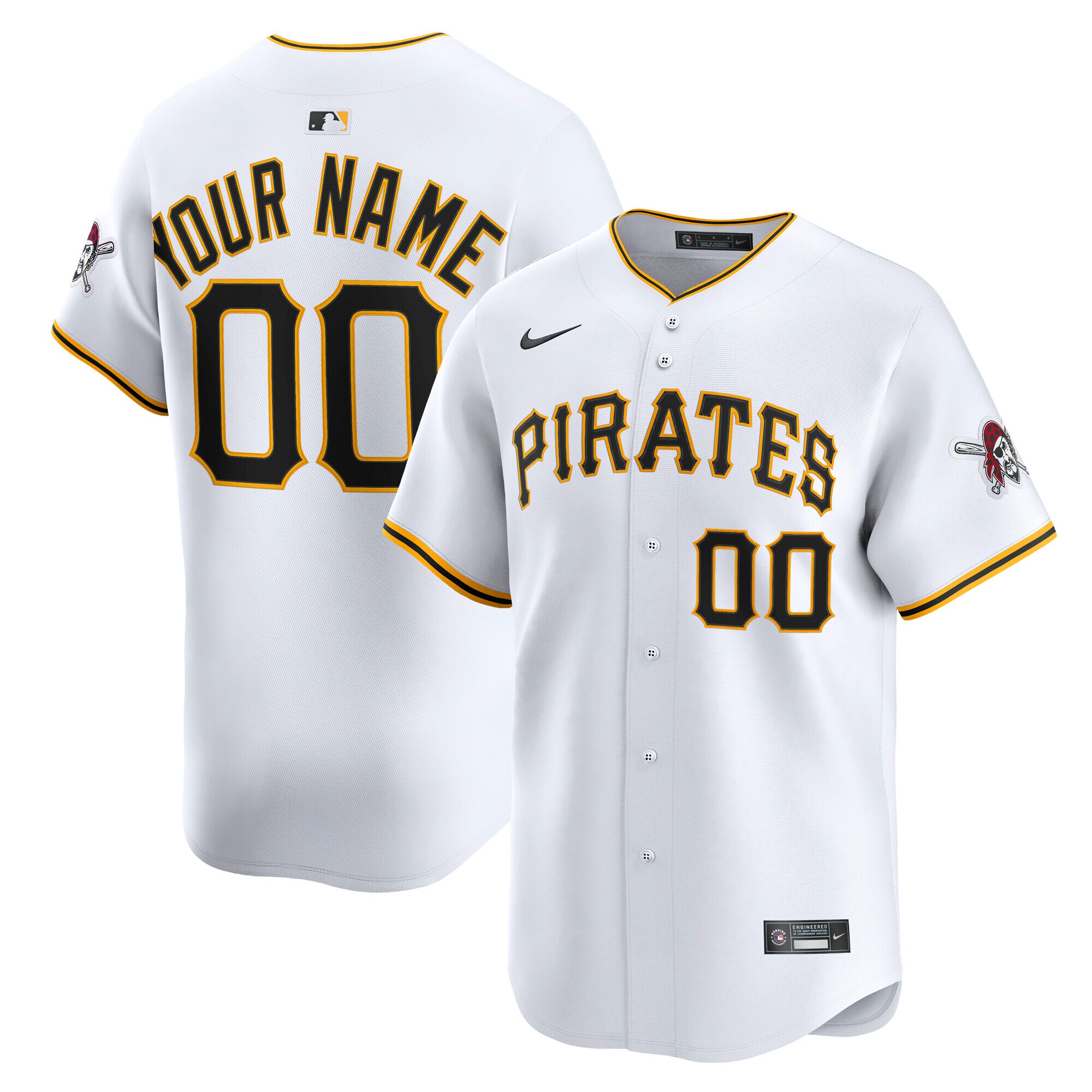 Men's Pittsburgh Pirates White Home Limited Custom Jersey 