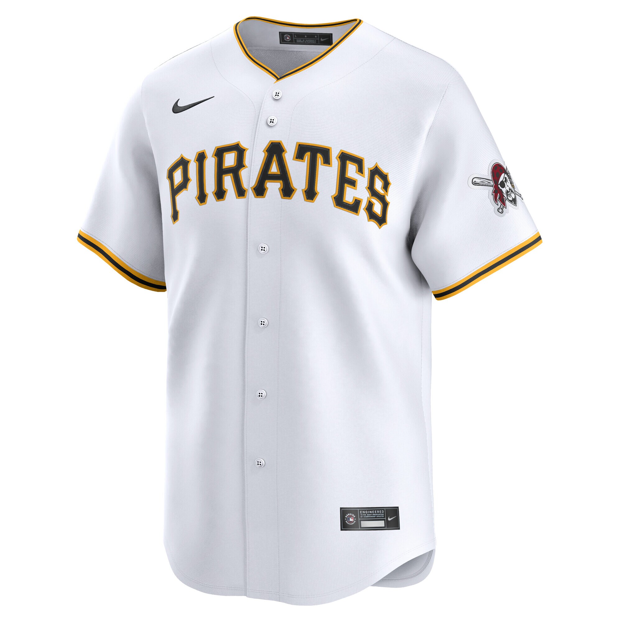 Alternative view of Men's Pittsburgh Pirates White Home Limited Jersey 