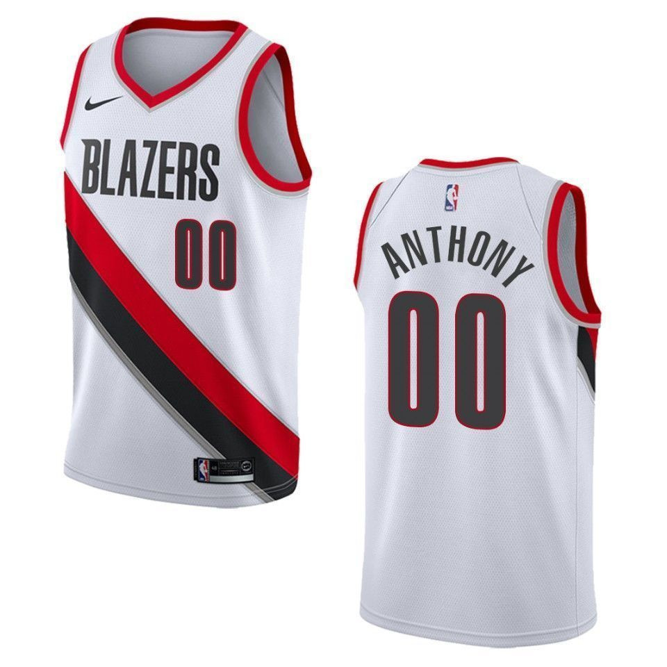 Men's Portland Trail Blazers 00 Carmelo Anthony Association Swingman Basketball Jersey - White - JS914 