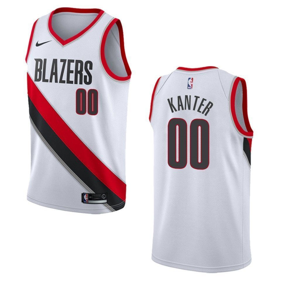 Men's Portland Trail Blazers 00 Enes Kanter Association Swingman Basketball Jersey - White - JS821 