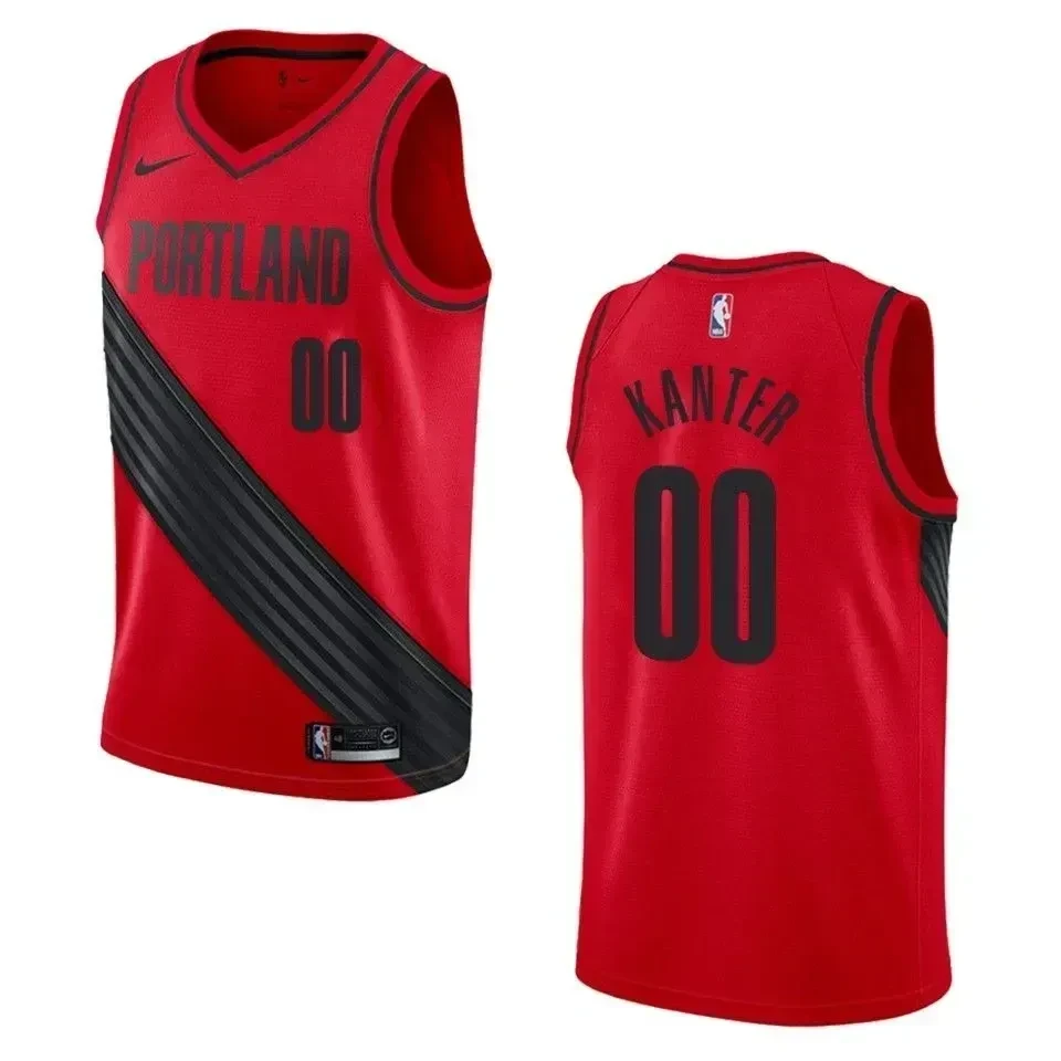 Men's Portland Trail Blazers 00 Enes Kanter Statement Swingman Basketball Jersey - Red - JS393 