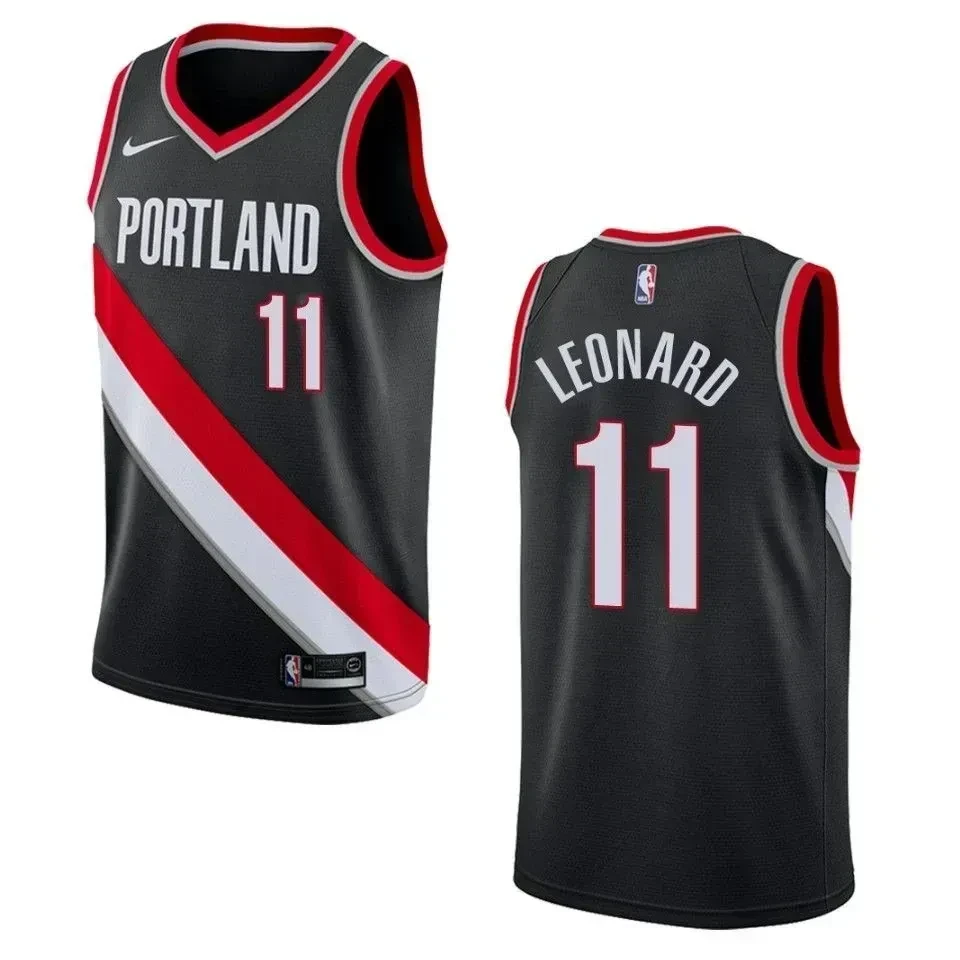 Men's Portland Trail Blazers 11 Meyers Leonard Icon Swingman Basketball Jersey - Black - JS639 