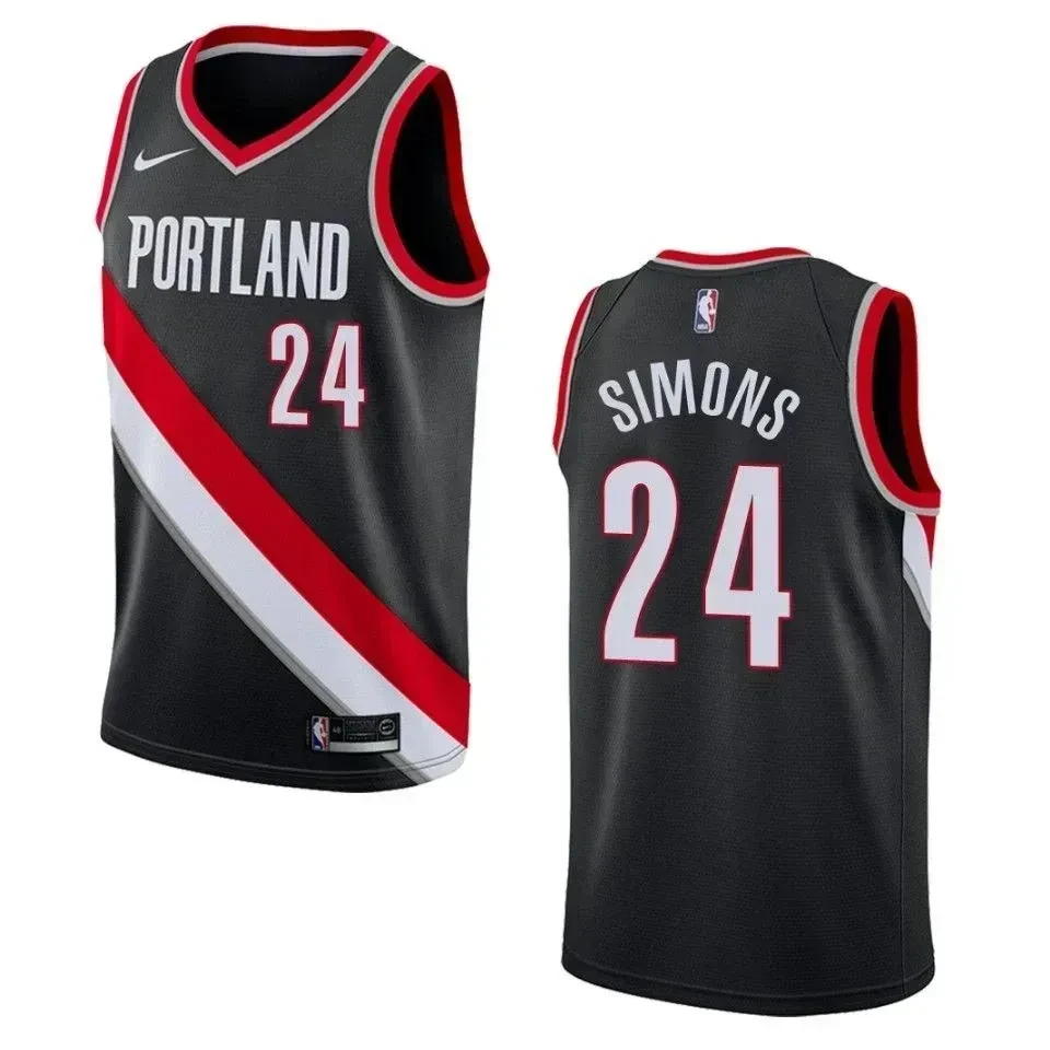 Men's Portland Trail Blazers 24 Anfernee Simons Icon Swingman Basketball Jersey - Black - JS794 