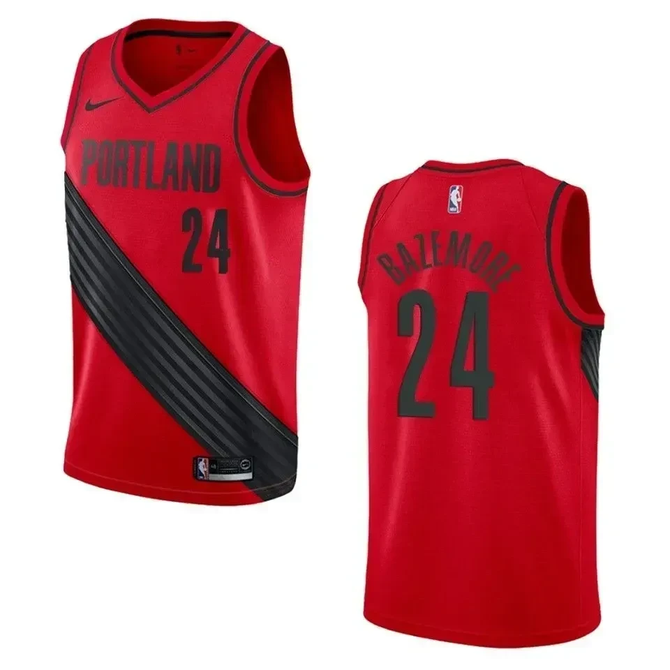 Men's Portland Trail Blazers 24 Kent Bazemore Statement Swingman Basketball Jersey - Red - JS772 