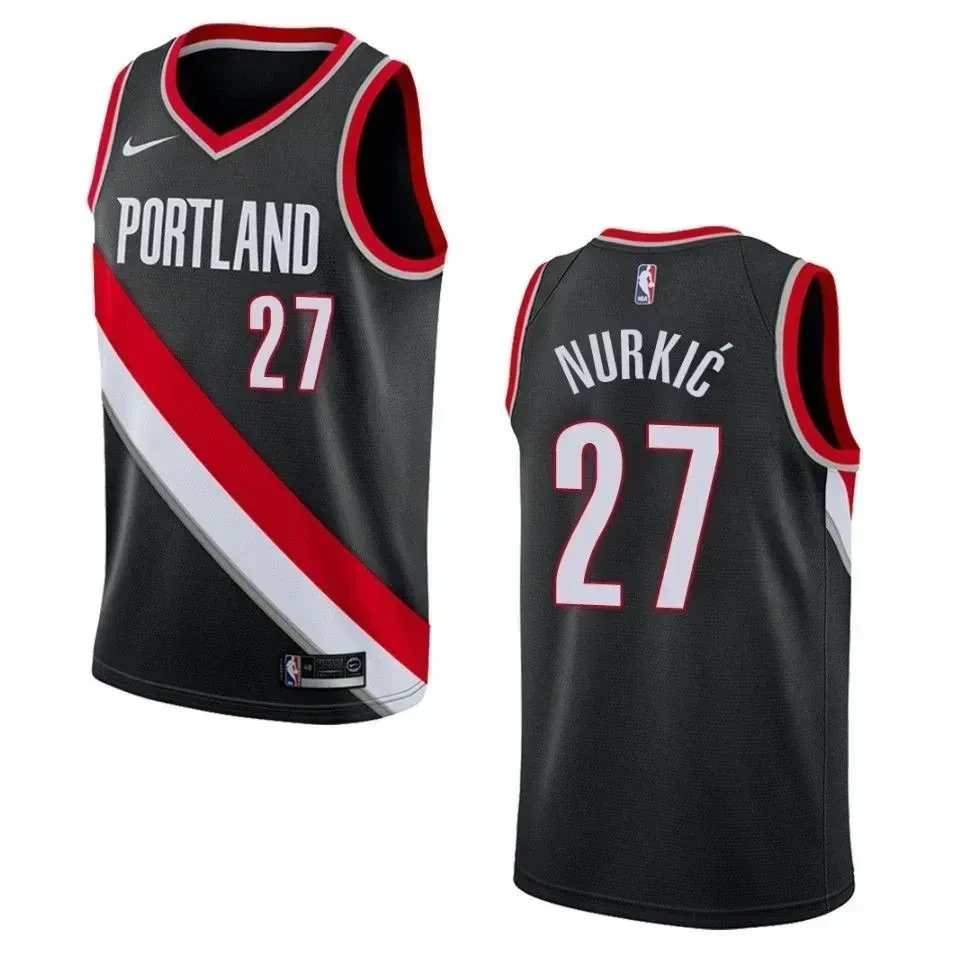 Men's Portland Trail Blazers 27 Jusuf Nurkic Icon Swingman Basketball Jersey - Black - JS758 