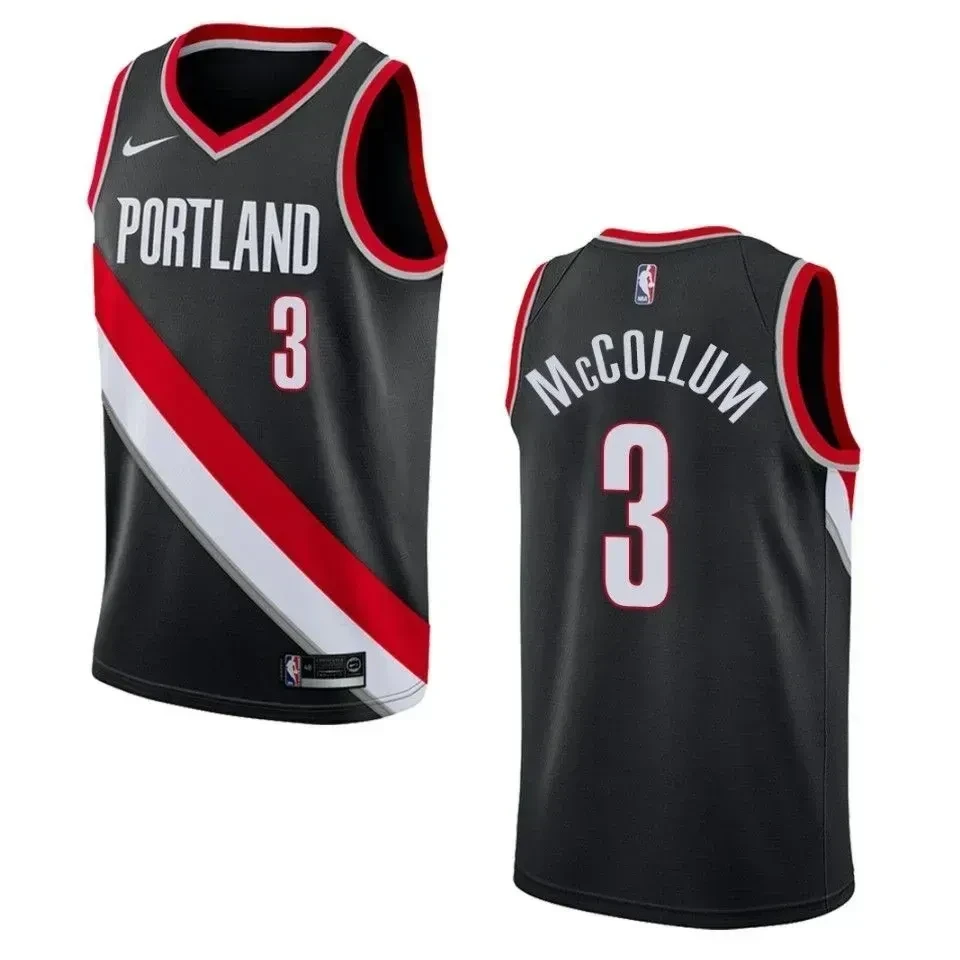 Men's Portland Trail Blazers 3 C.j. Mccollum Icon Swingman Basketball Jersey - Black - JS536 