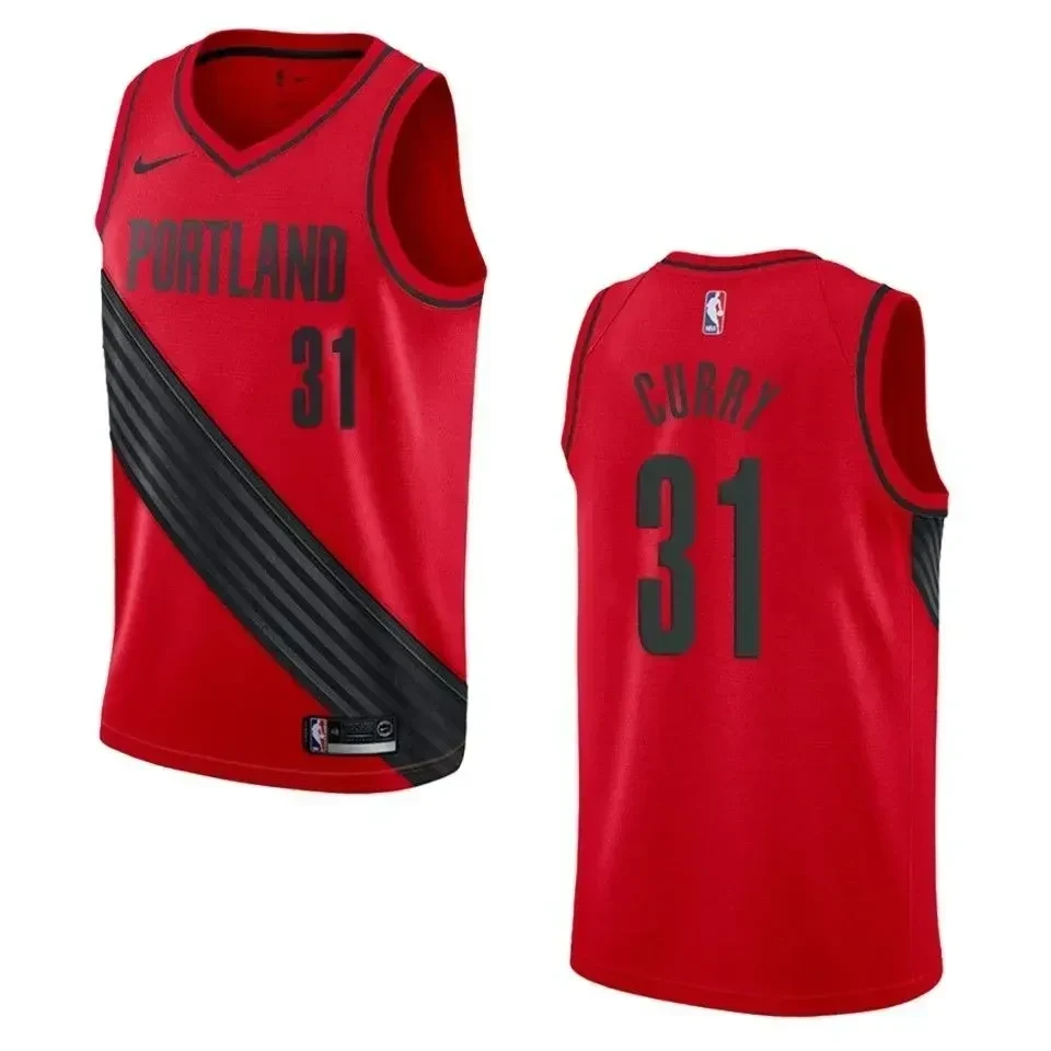 Men's Portland Trail Blazers 31 Seth Curry Statement Swingman Basketball Jersey - Red - JS252 