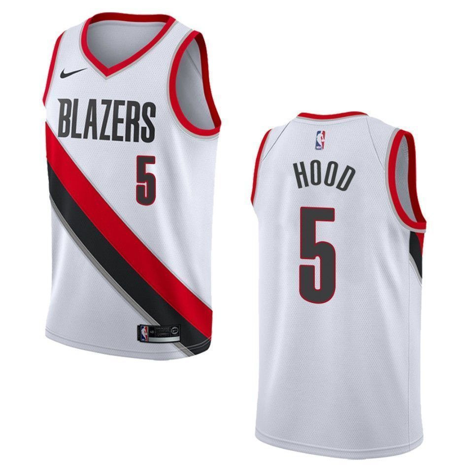 Men's Portland Trail Blazers 5 Rodney Hood Association Swingman Basketball Jersey - White - JS419 