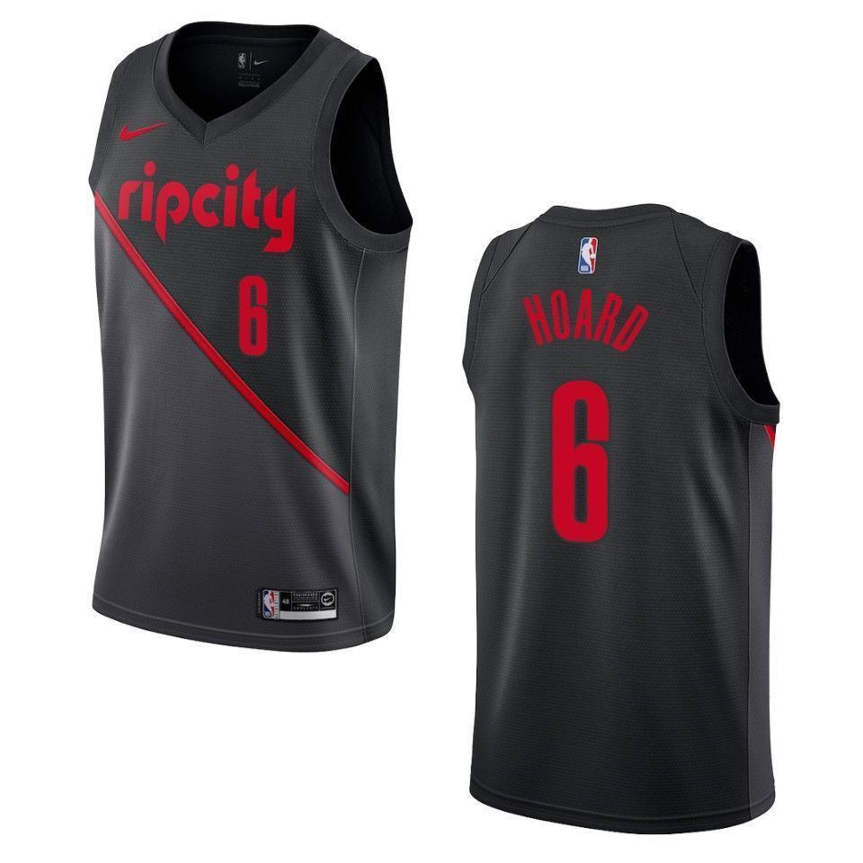 Men's Portland Trail Blazers 6 Jaylen Hoard City Swingman Basketball Jersey - Black - JS239 