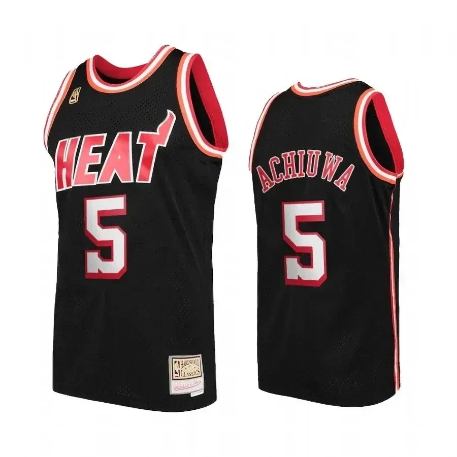 Men's Precious Achiuwa 5 Miami Heat Hardwood Classics Basketball Jersey Black - JS594 