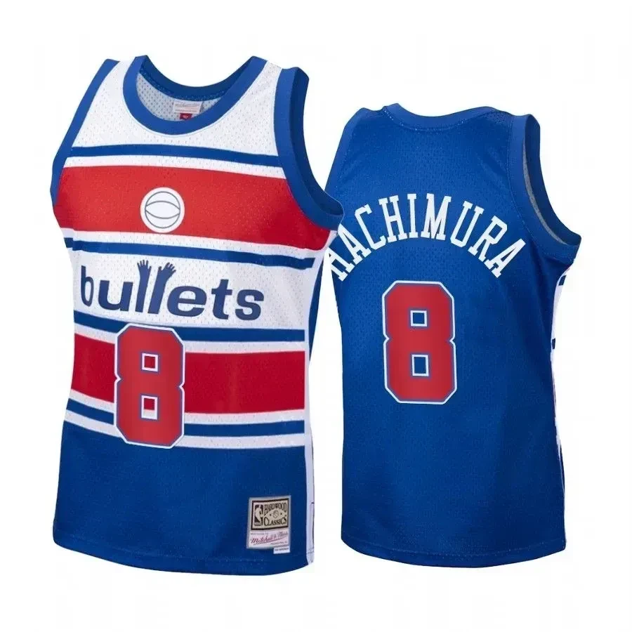 Men's Rui Hachimura 8 Washington Wizards Blue Hardwood Classics Basketball Jersey - JS592 
