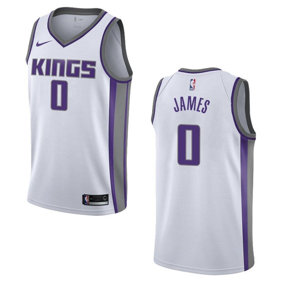 Men's Sacramento Kings 0 Justin James Association Swingman Basketball Jersey - White - JS439 