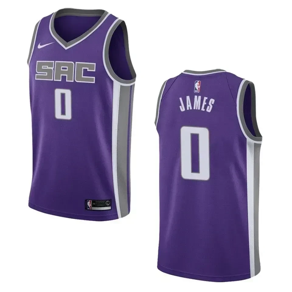 Men's Sacramento Kings 0 Justin James Icon Swingman Basketball Jersey - Purple - JS673 
