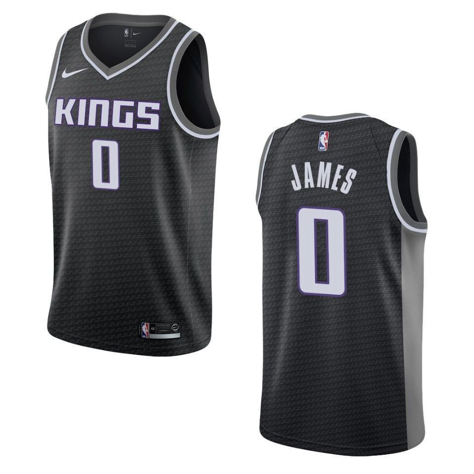 Men's Sacramento Kings 0 Justin James Statement Swingman Basketball Jersey - Black - JS736 
