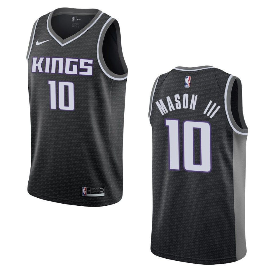 Men's Sacramento Kings 10 Frank Mason Iii Statement Swingman Basketball Jersey - Black - JS365 