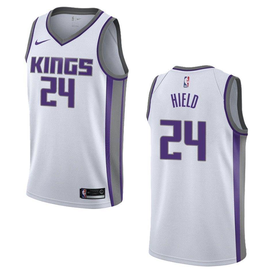 Men's Sacramento Kings 24 Buddy Hield Association Swingman Basketball Jersey - White - JS393 