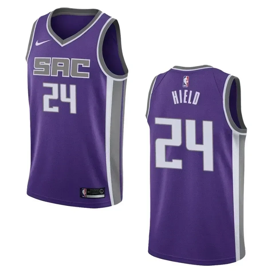 Men's Sacramento Kings 24 Buddy Hield Icon Swingman Basketball Jersey - Purple - JS755 