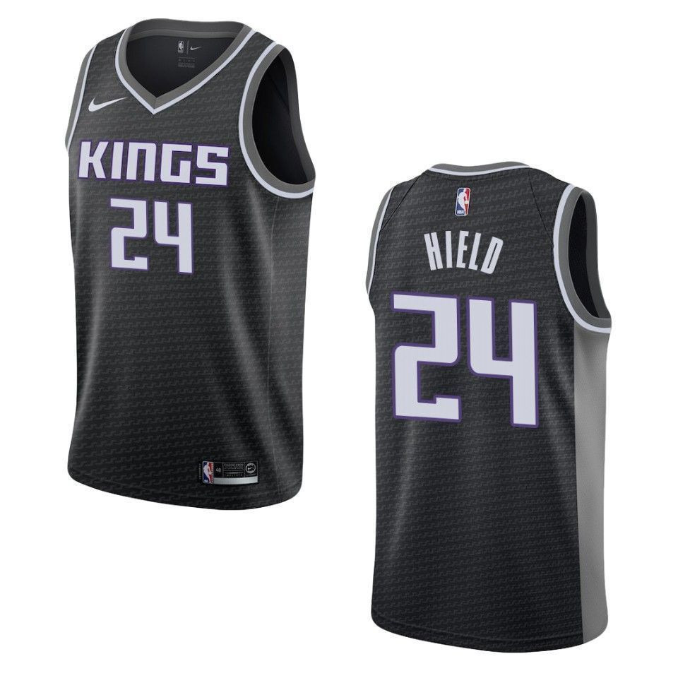 Men's Sacramento Kings 24 Buddy Hield Statement Swingman Basketball Jersey - Black - JS500 
